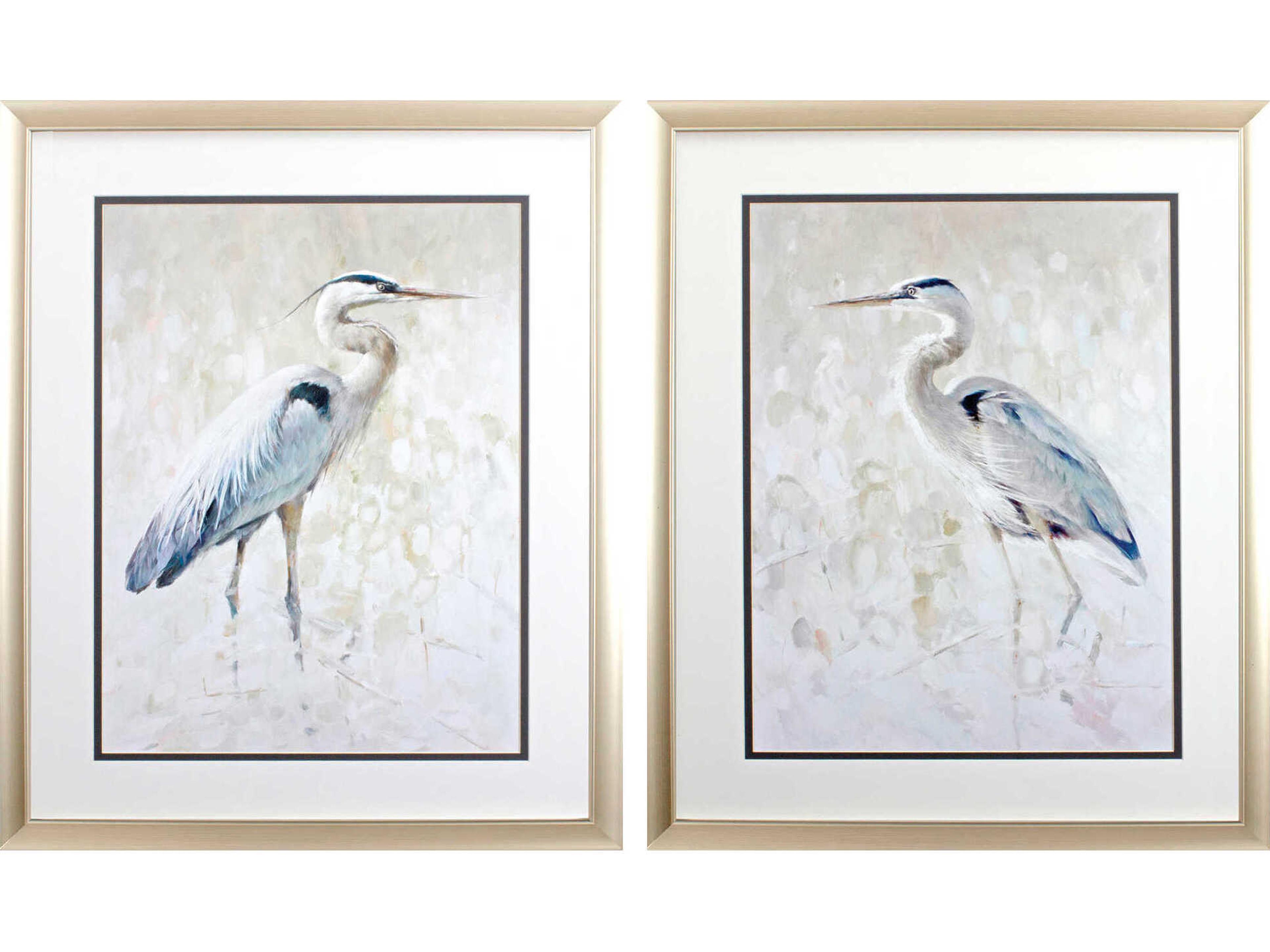 Waterside Great Blue Heron Wall Art Set of 2