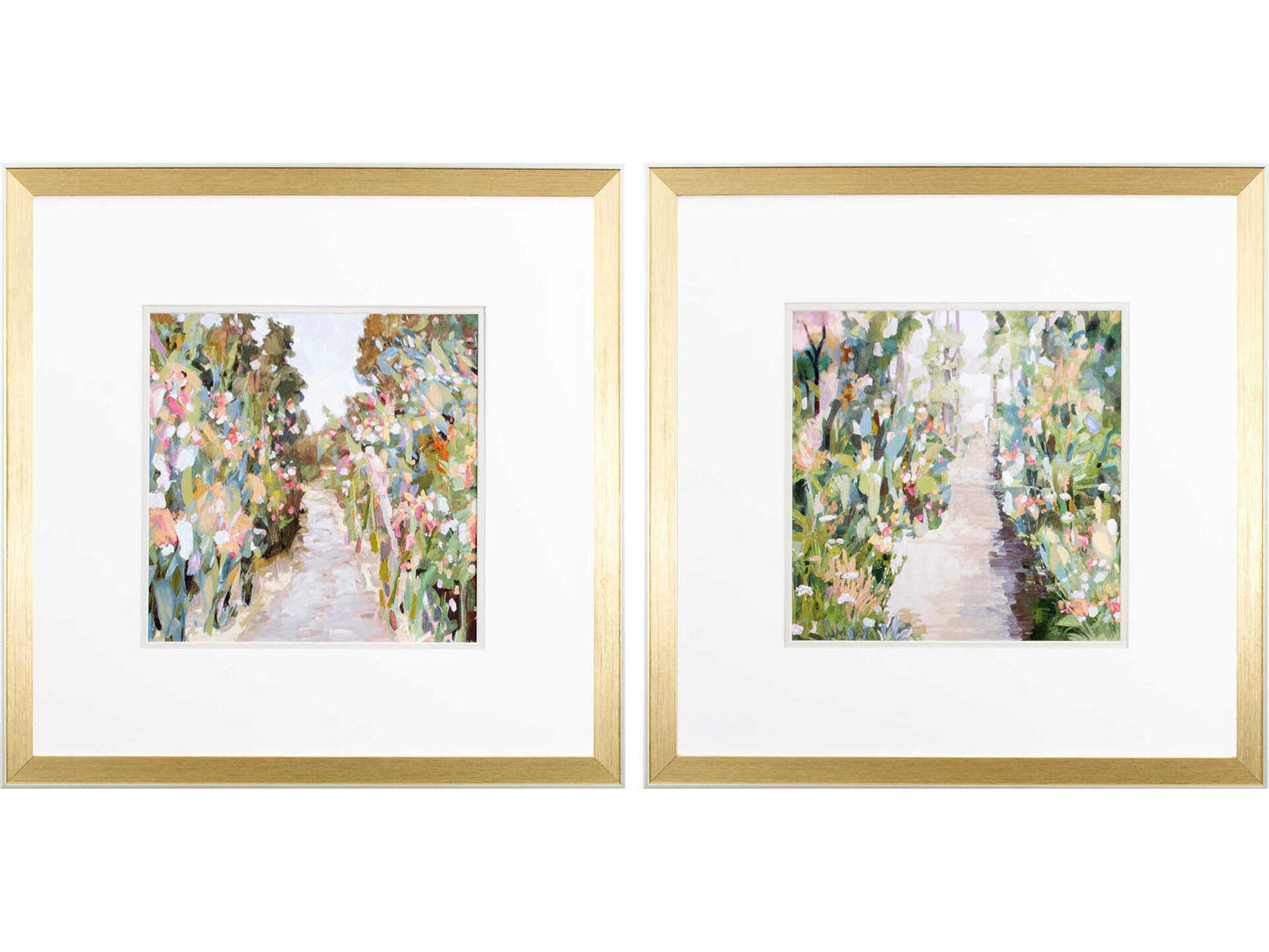 Florals Flower Garden Path Wall Art Set of 2