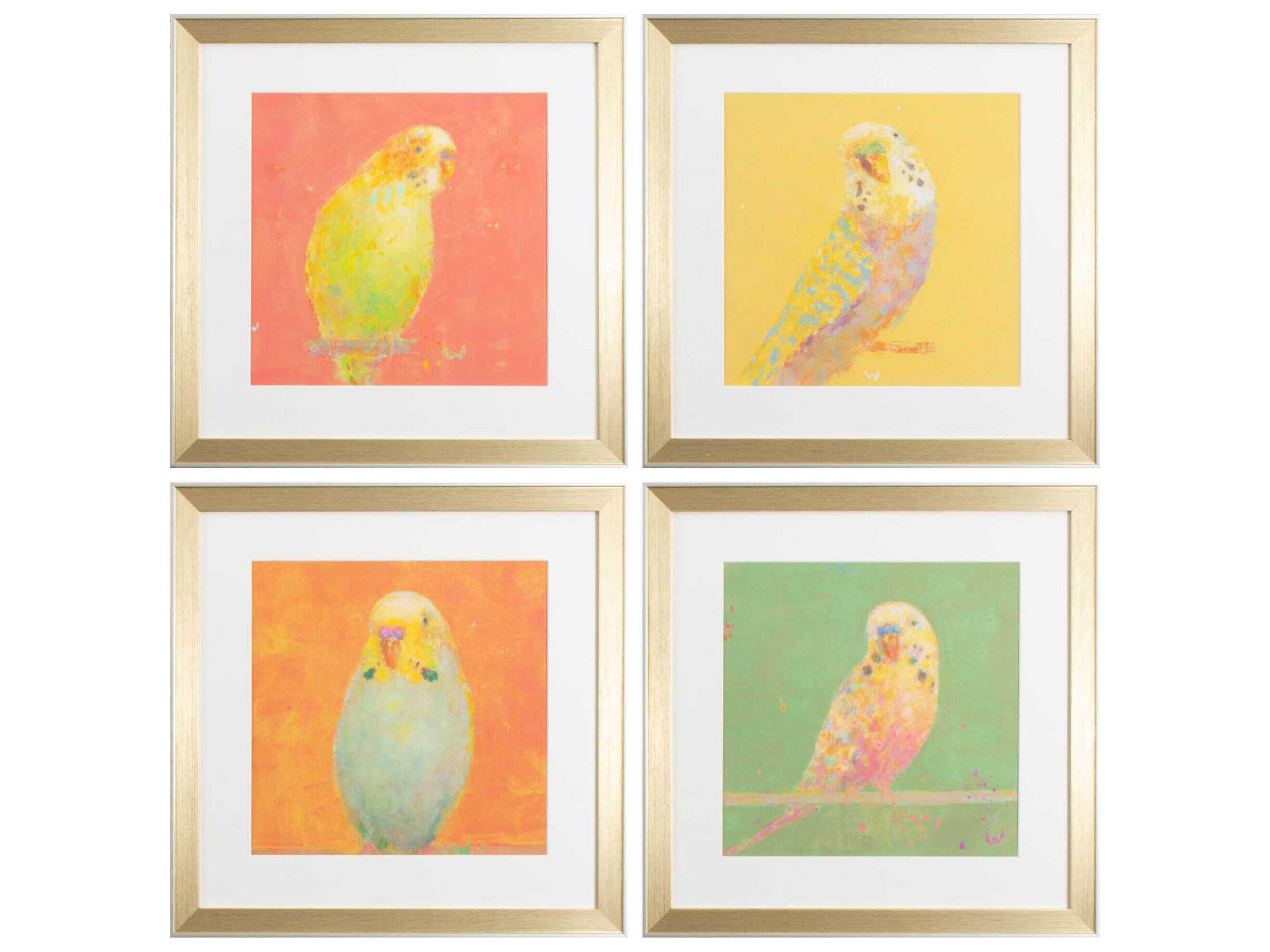 Paragon Florals Colorful Bird-B Wall Art Set of 4