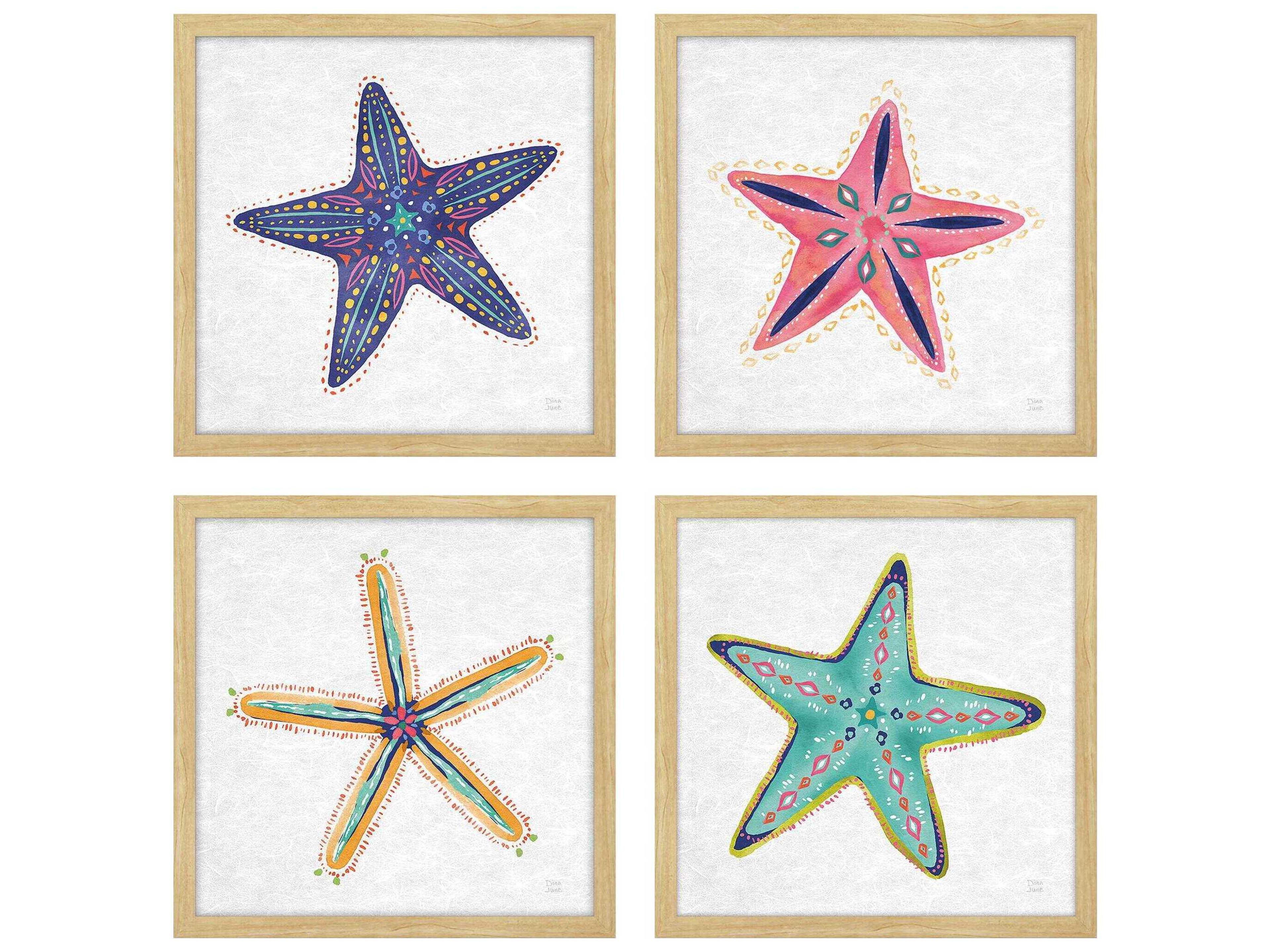 Paragon Waterside Coastal Starfish Wall Art Set of 4