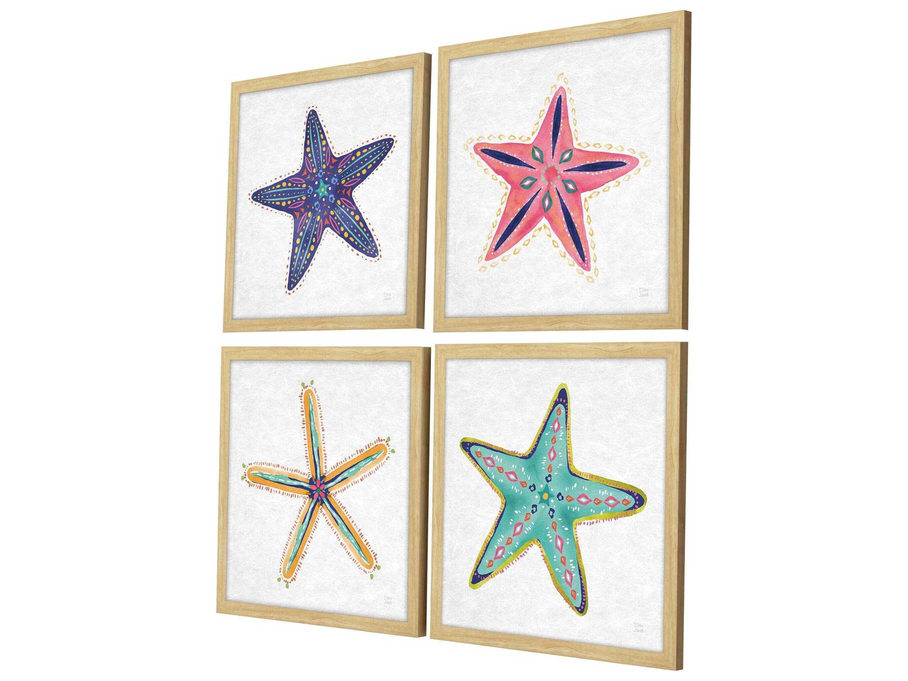Paragon Waterside Coastal Starfish Wall Art Set of 4