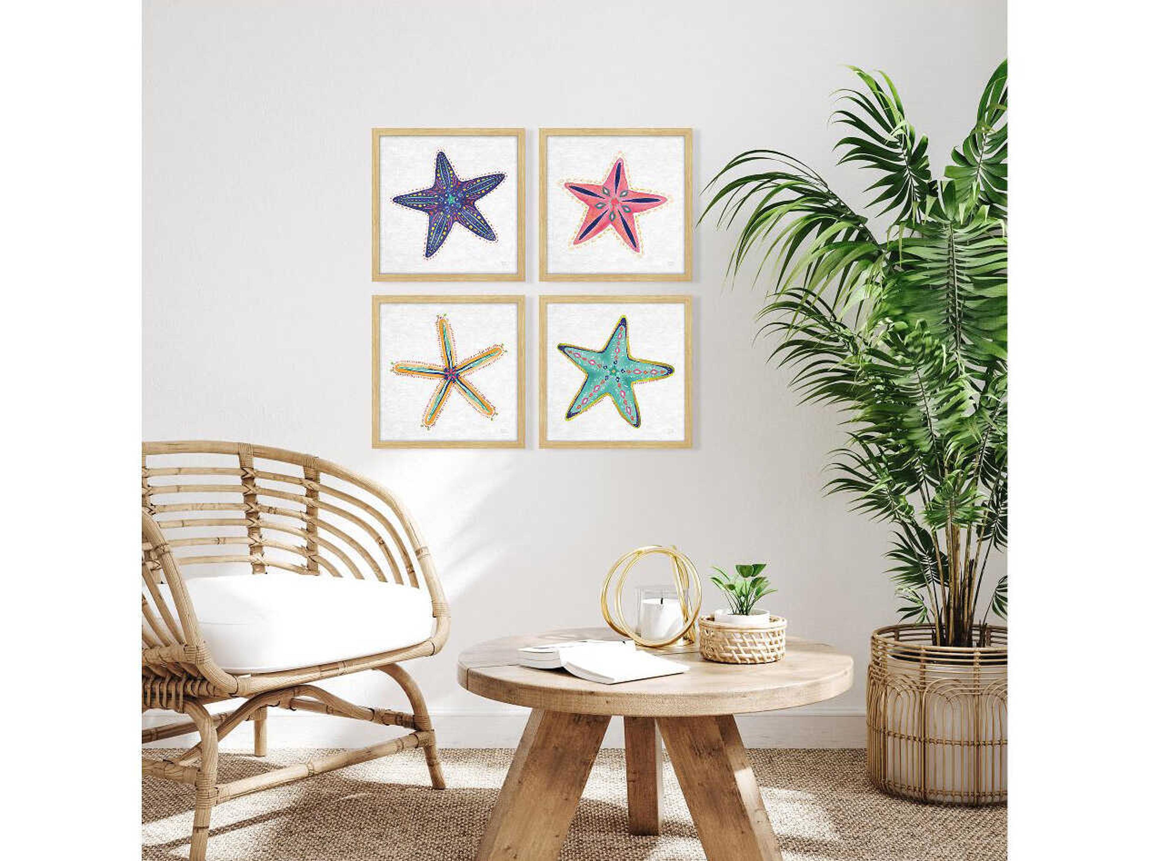 Paragon Waterside Coastal Starfish Wall Art Set of 4