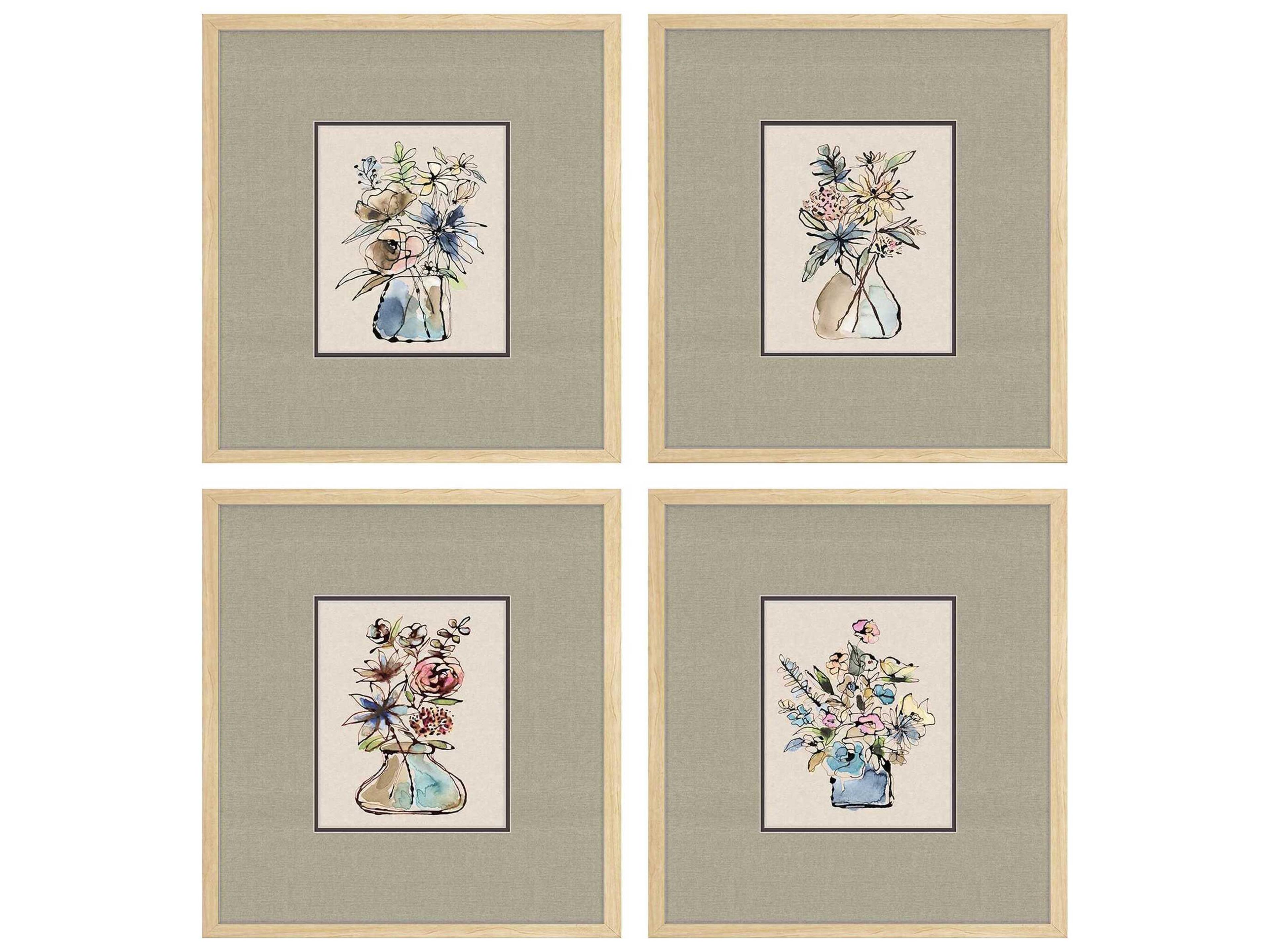 Florals Floral Sketch Wall Art Set of 4