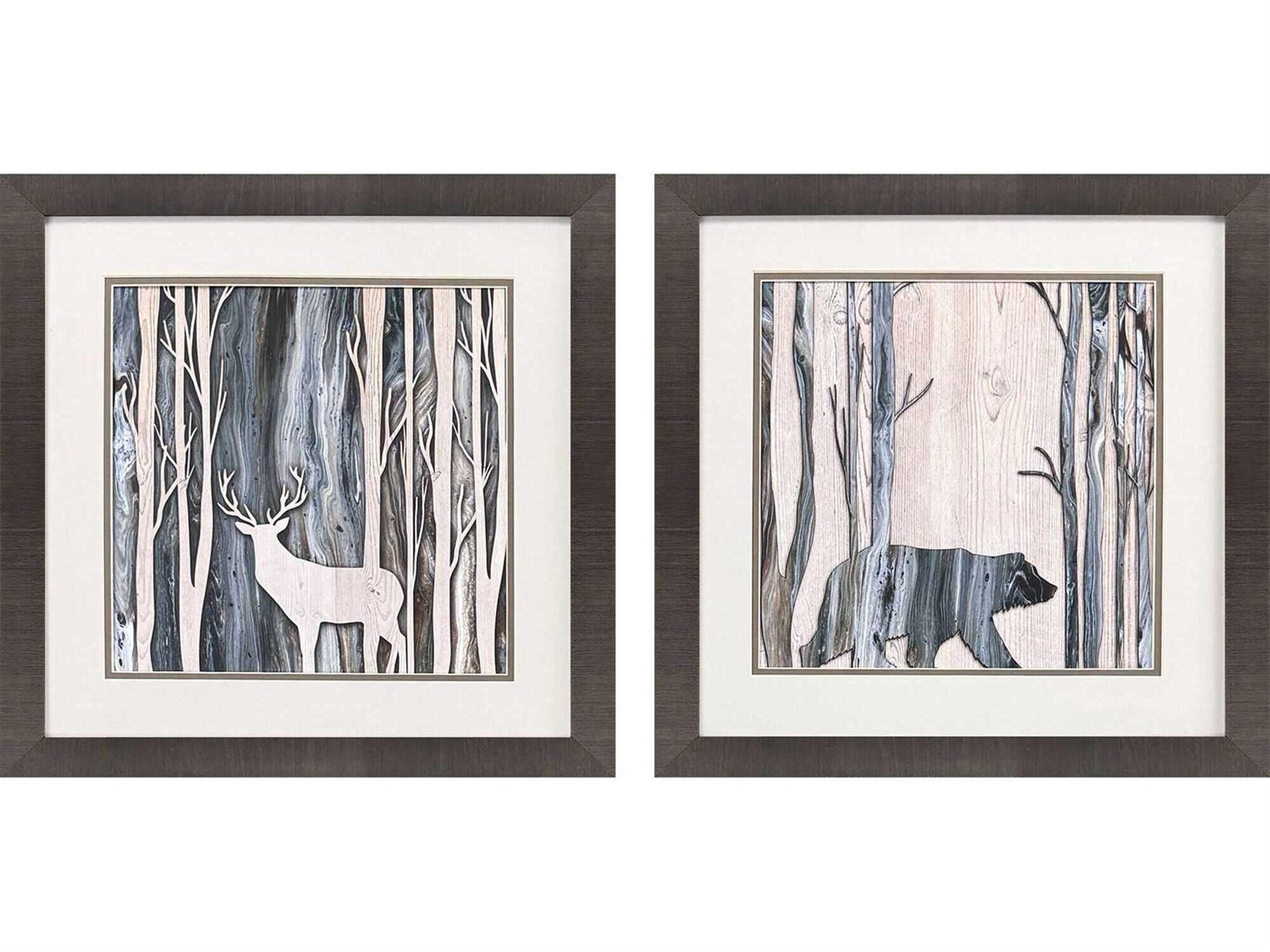 Animals Fluid Lodge Wall Art Set of 2