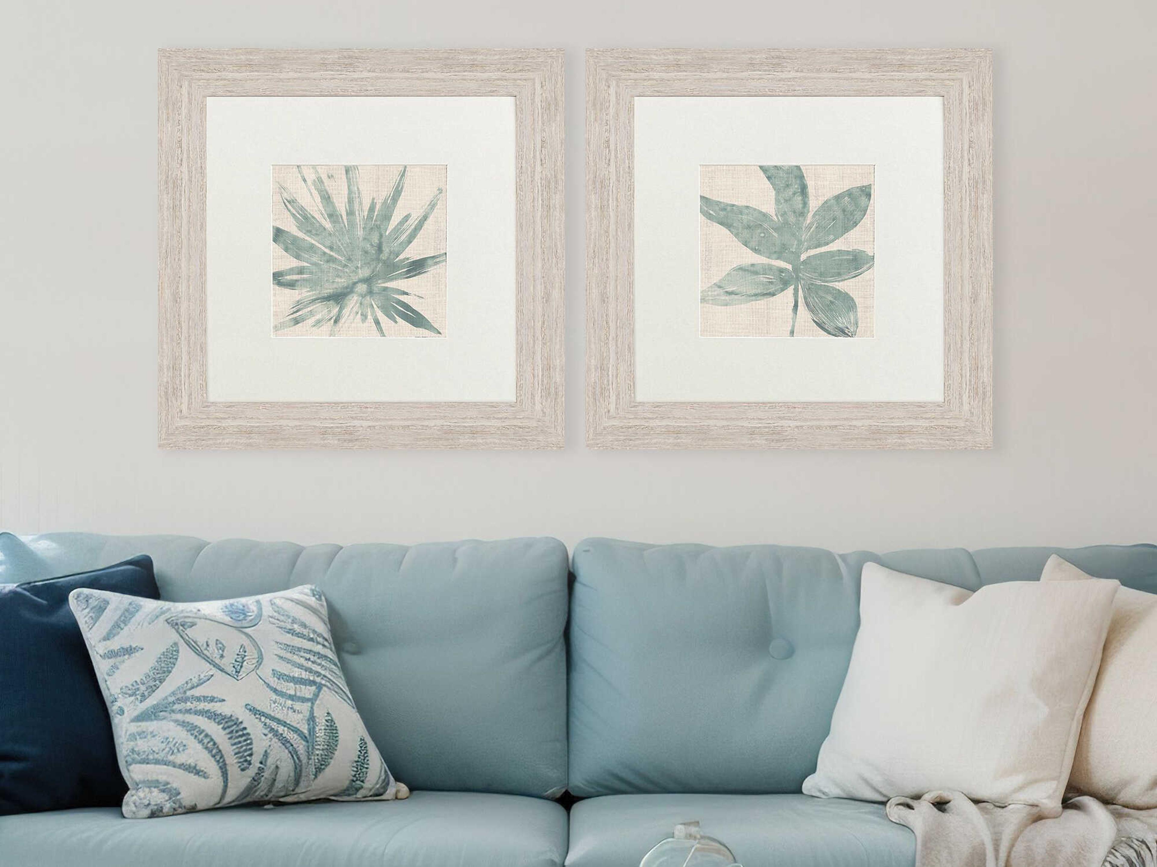 Paragon Florals Burlap Ocean Palm-II Wall Art Set of 2