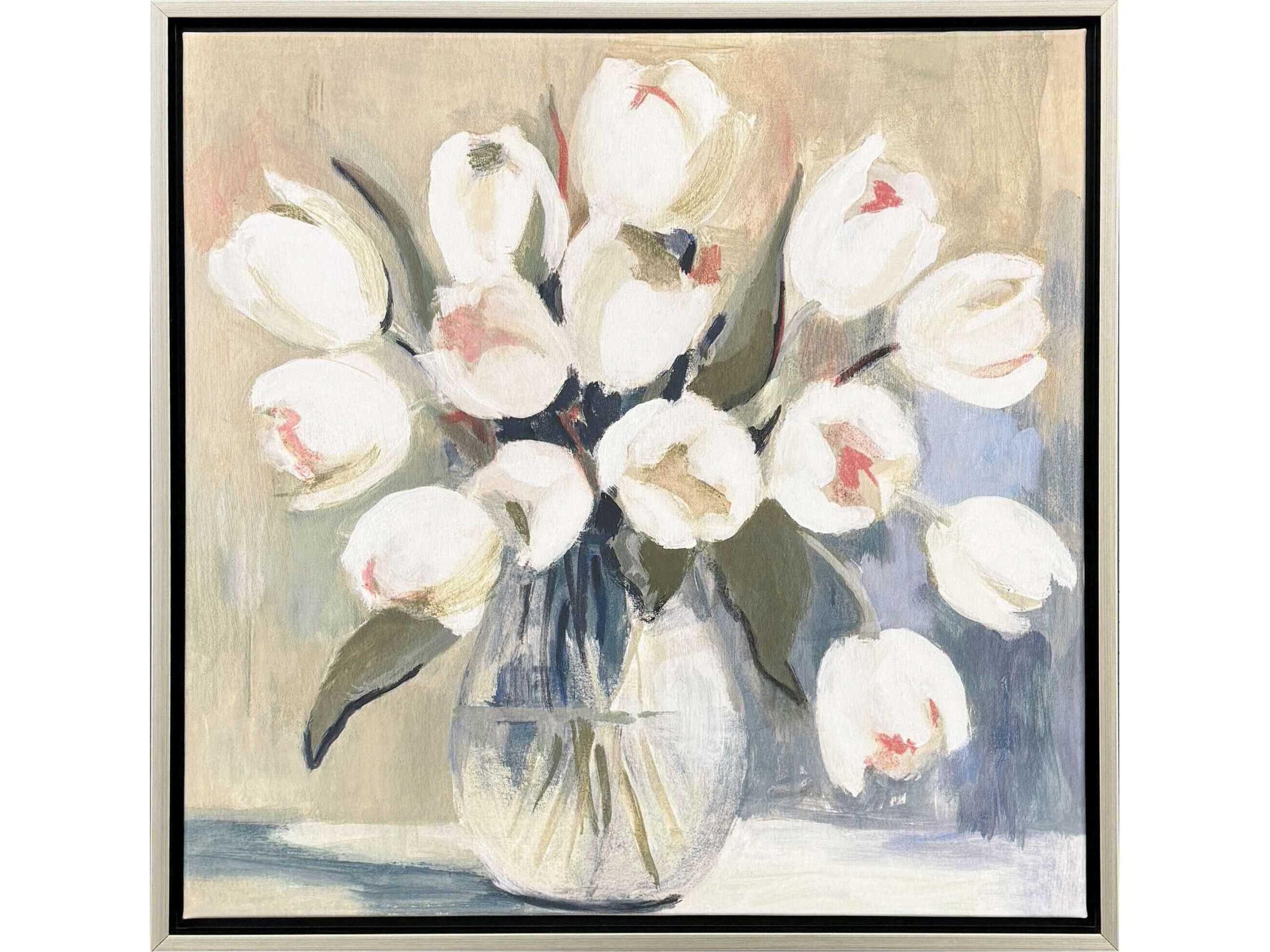 Florals White Tulips Canvas Wall Art