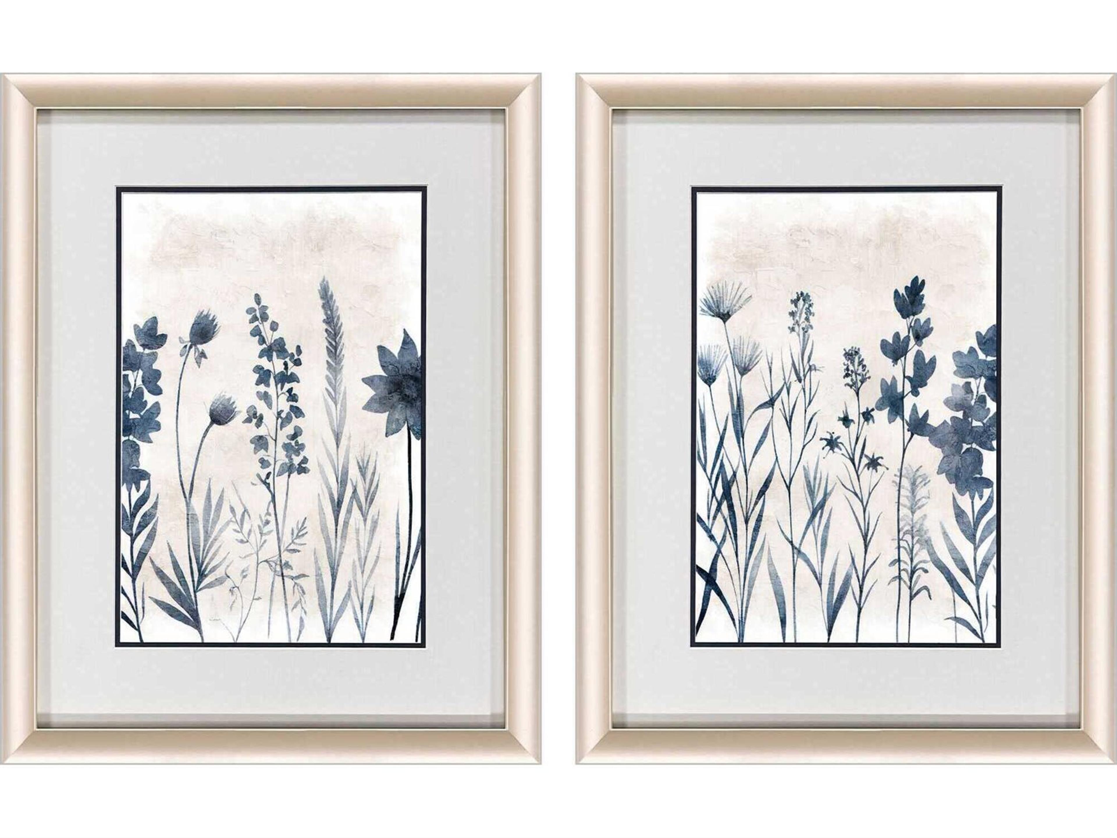 Florals Blue Dye Wall Art Set of 2