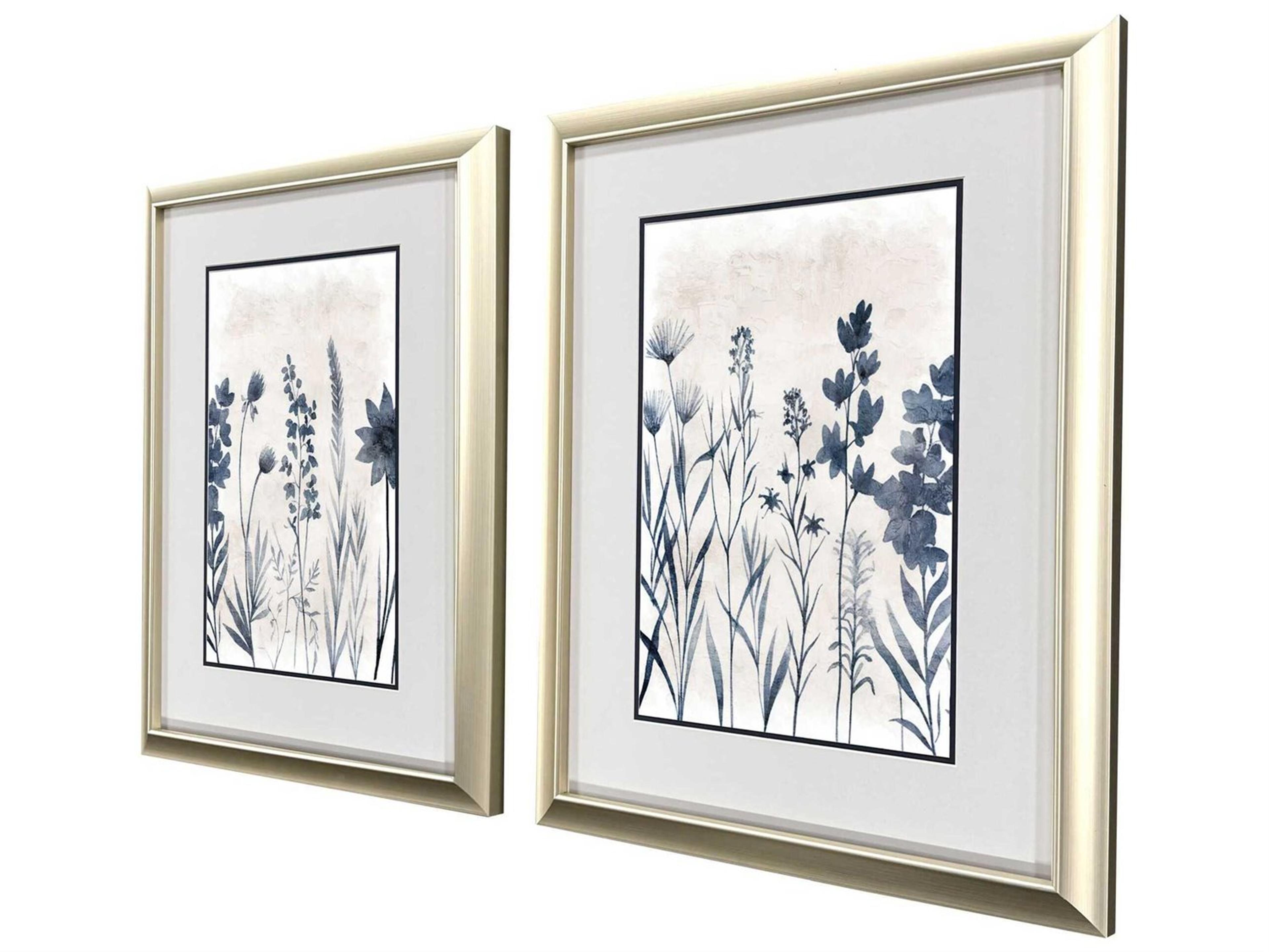 Paragon Florals Blue Dye Wall Art Set of 2