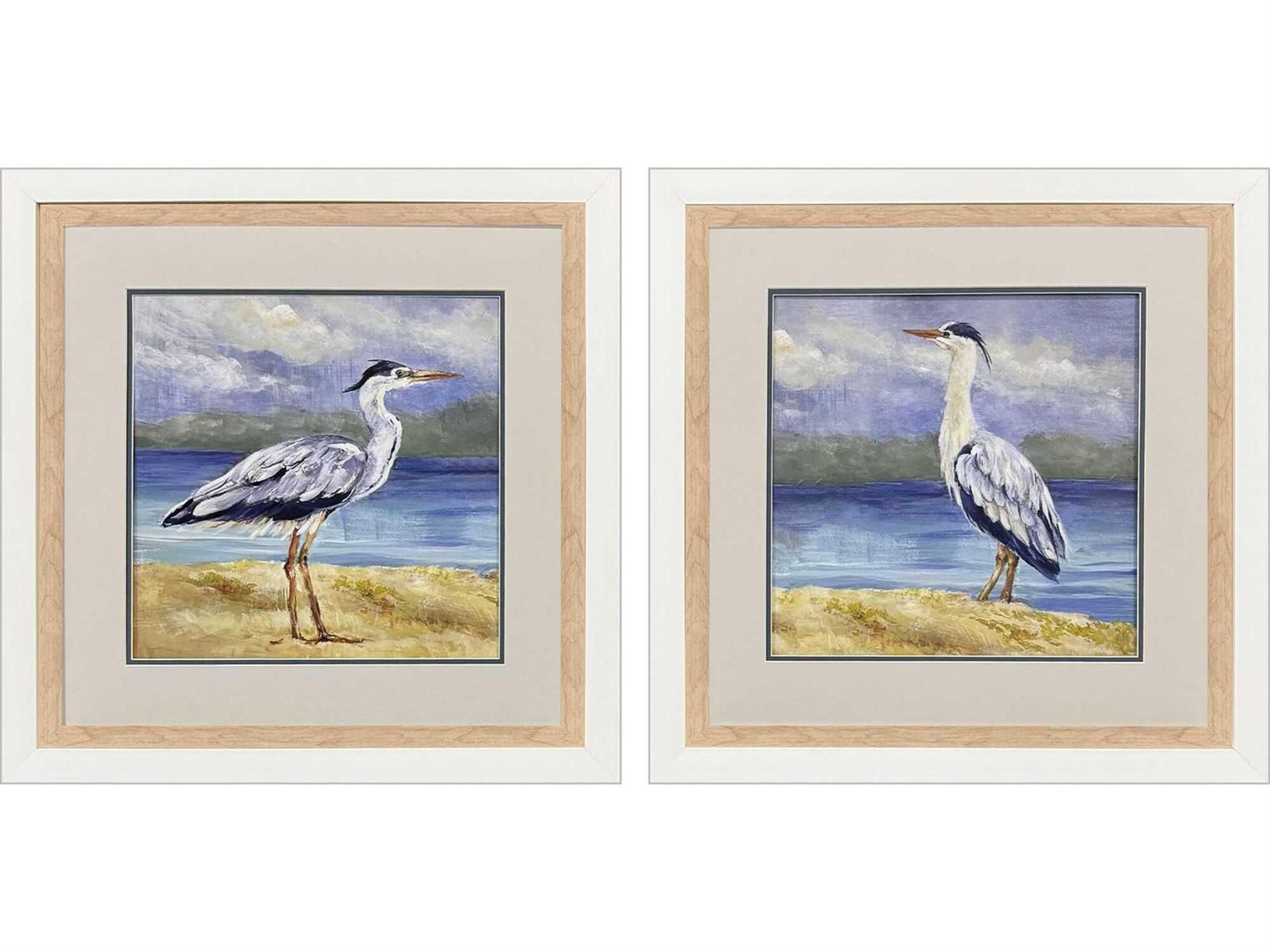 Animals Heron by the Sea Wall Art Set of 2