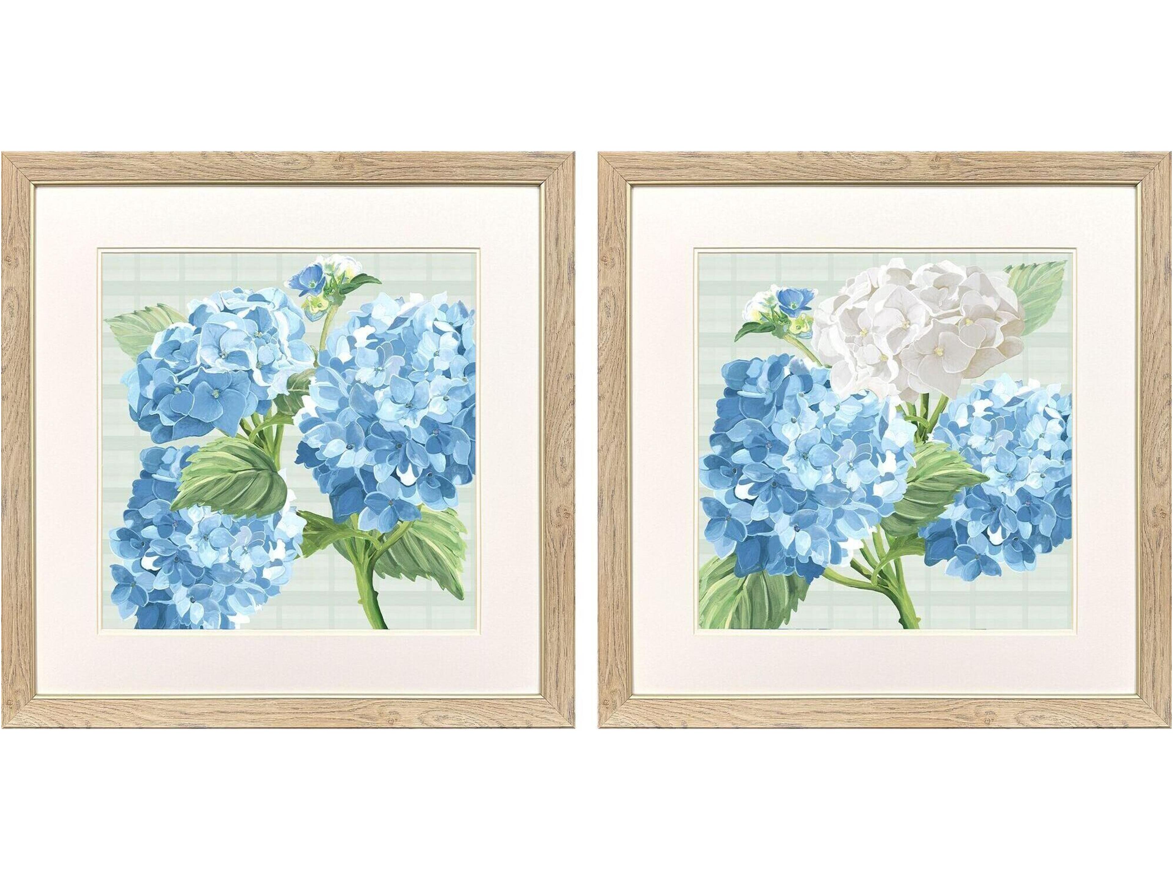 Paragon Hydrangeas on Plaid Framed Art - Set of 2