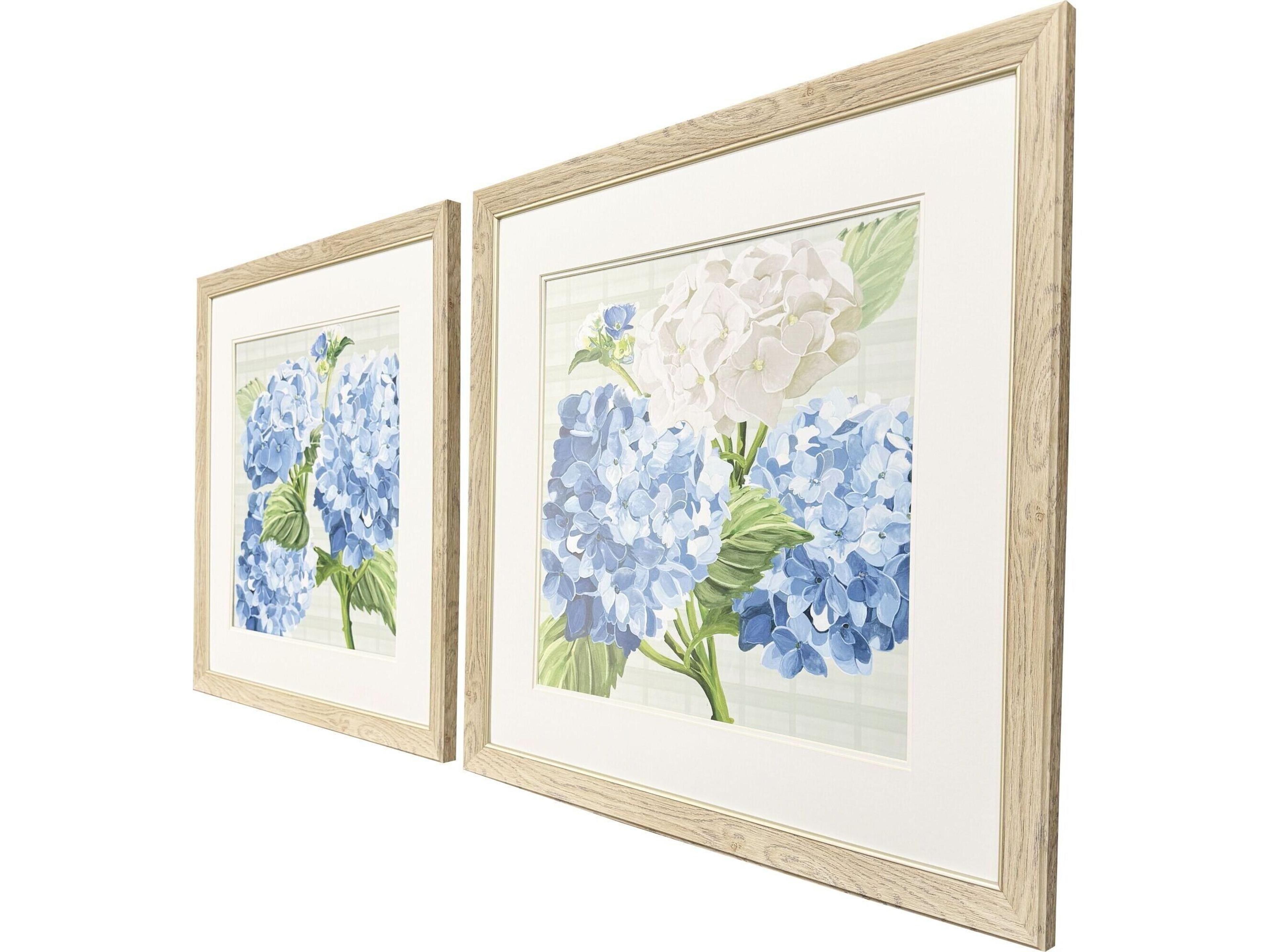 Paragon Hydrangeas on Plaid Framed Art - Set of 2