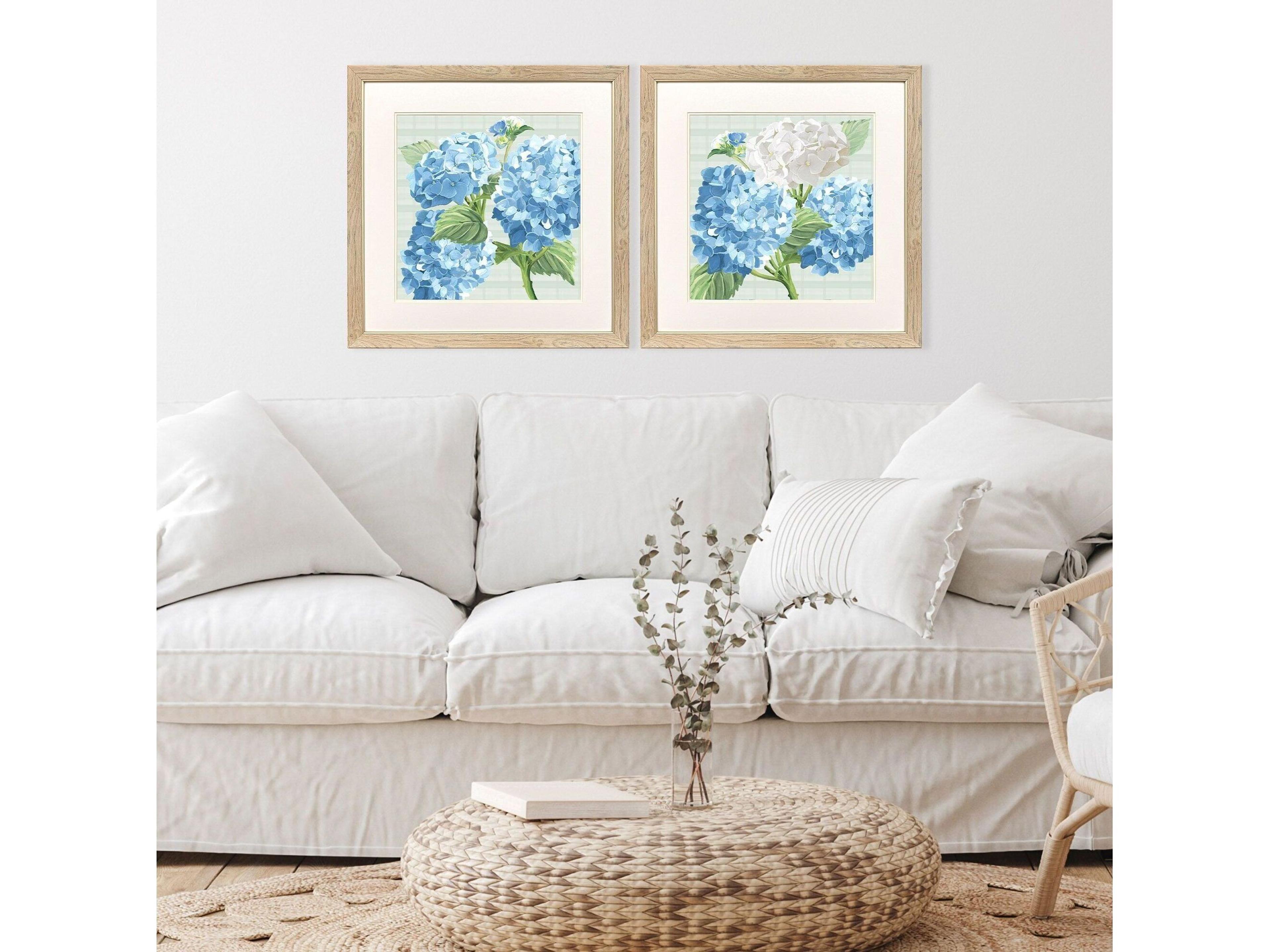 Paragon Hydrangeas on Plaid Framed Art - Set of 2