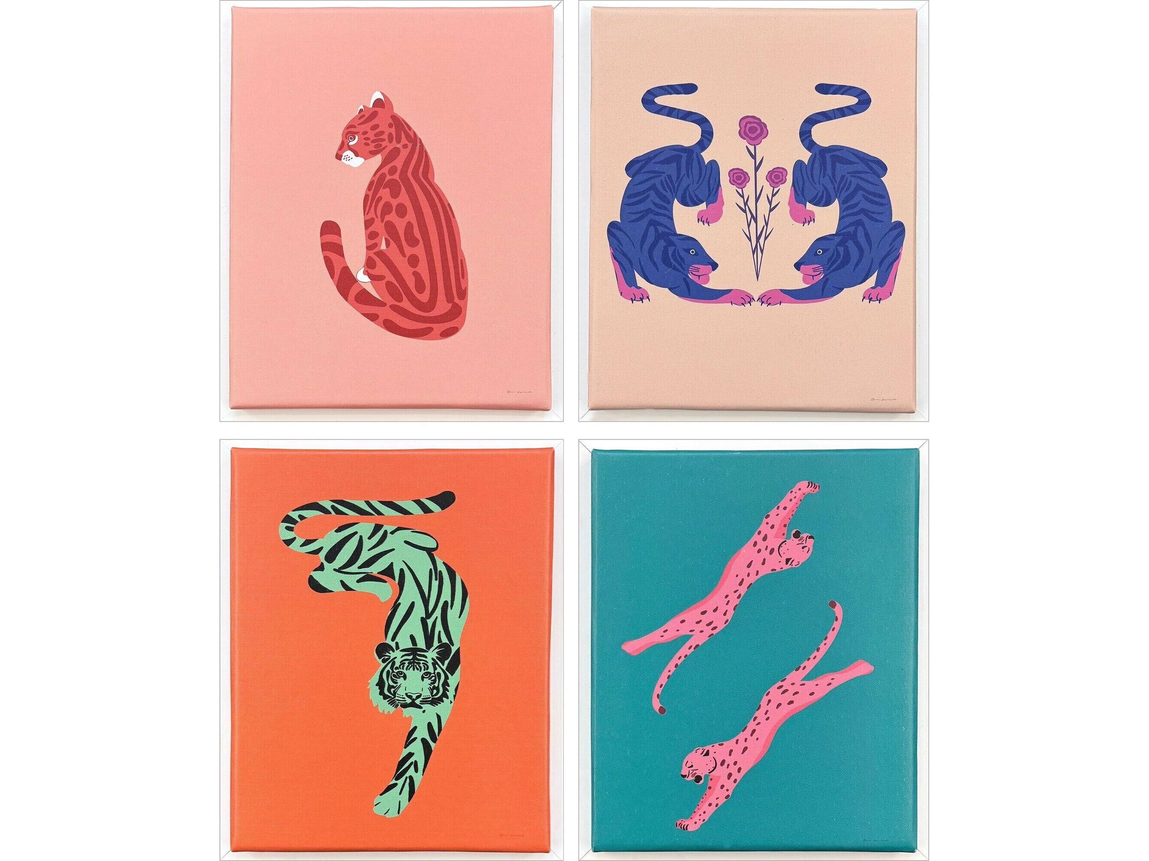 Big Cat Canvas Wall Art - Set of 4