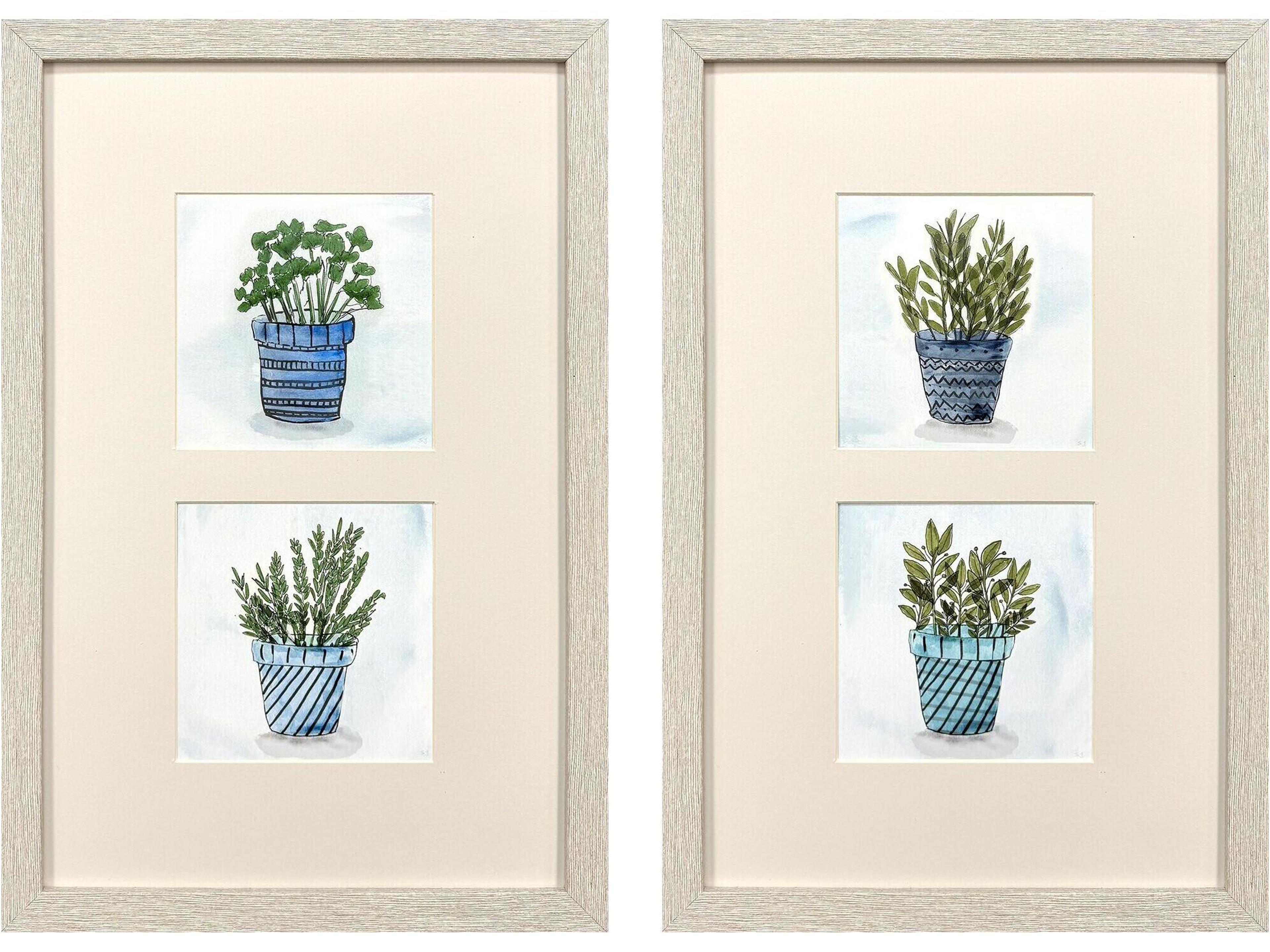 Paragon Pot of Herbs Framed Art - Set of 2