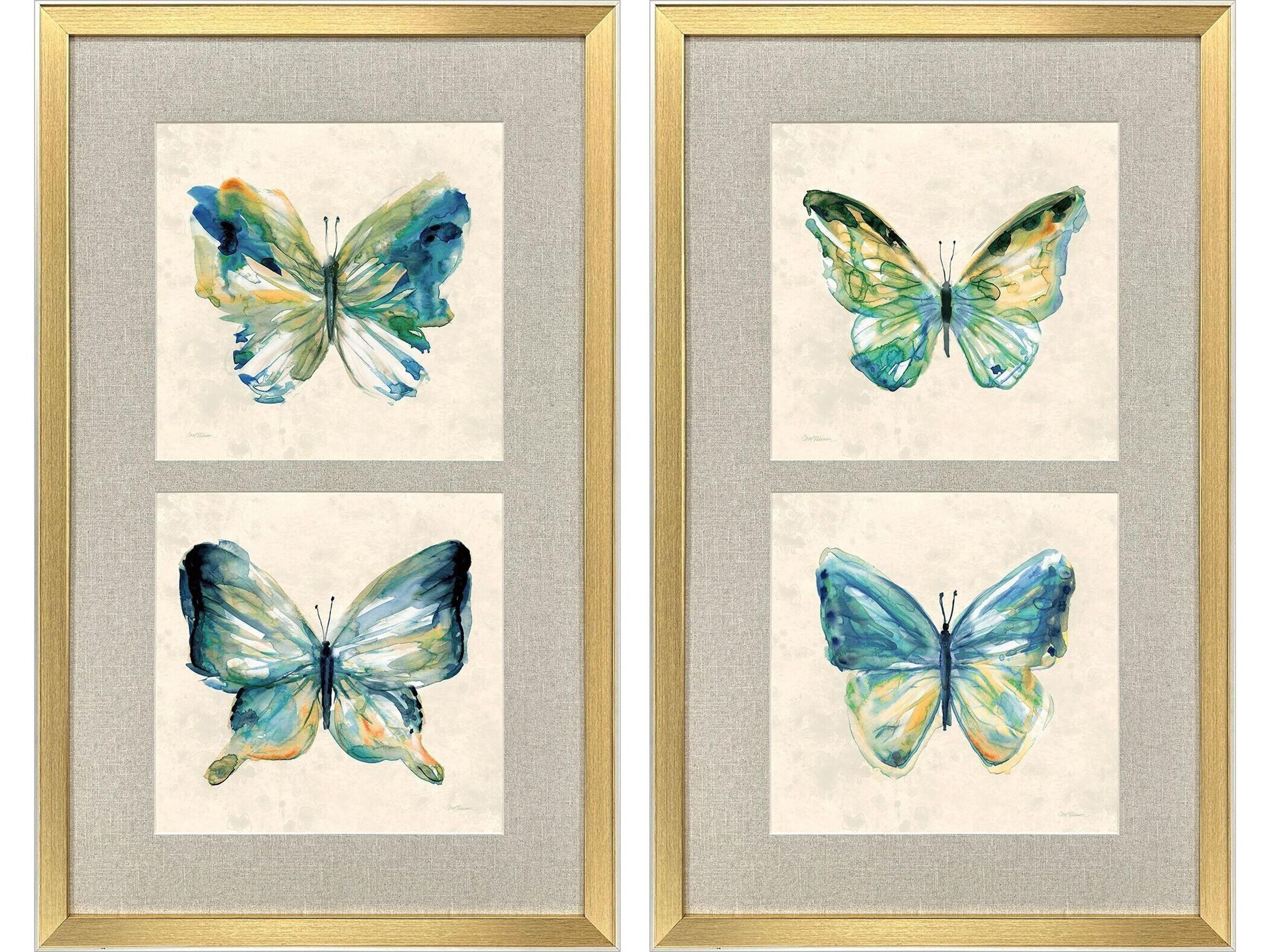Paragon Watery Butterfly Framed Art - Set of 2
