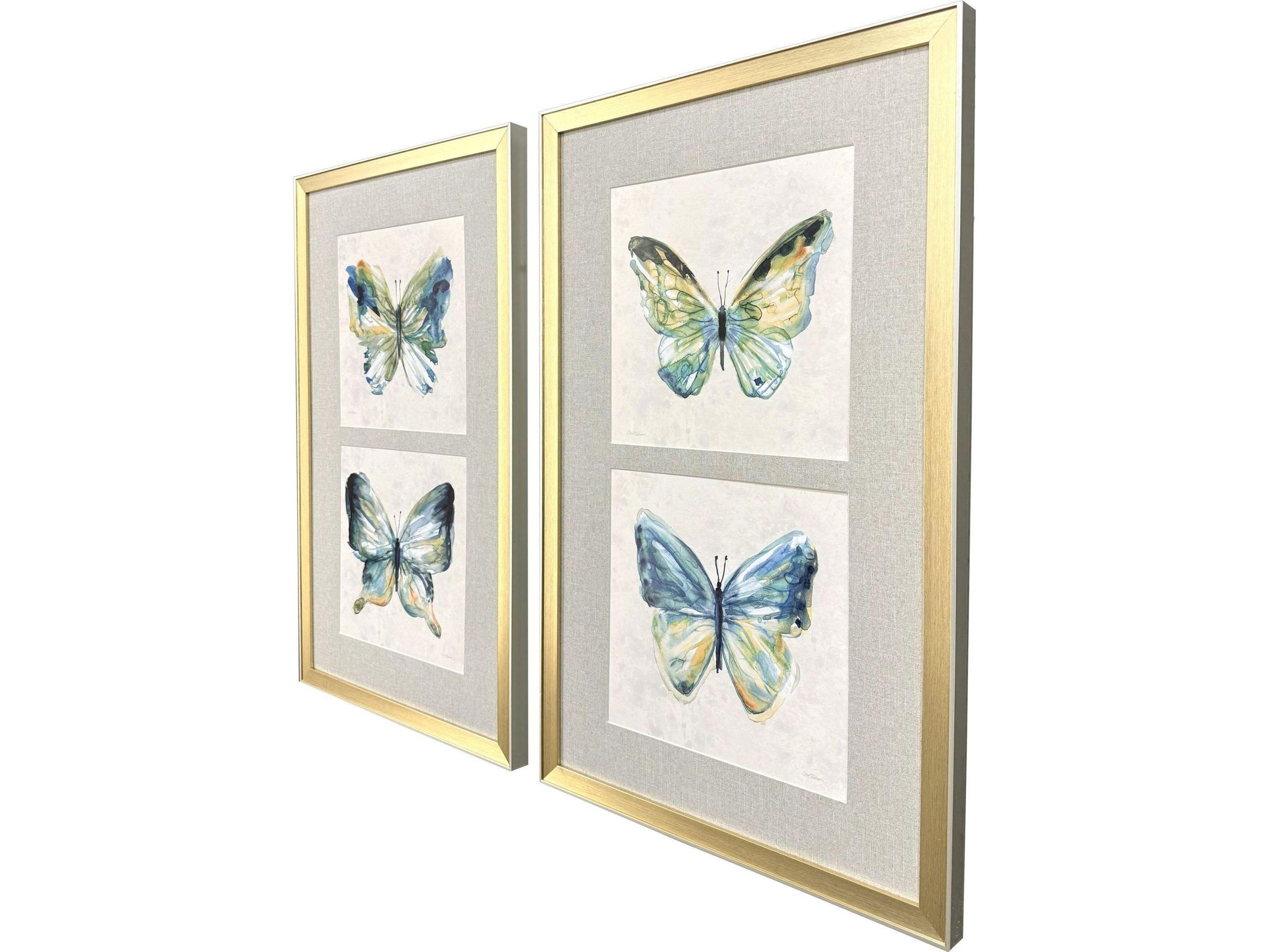 Paragon Watery Butterfly Framed Art - Set of 2