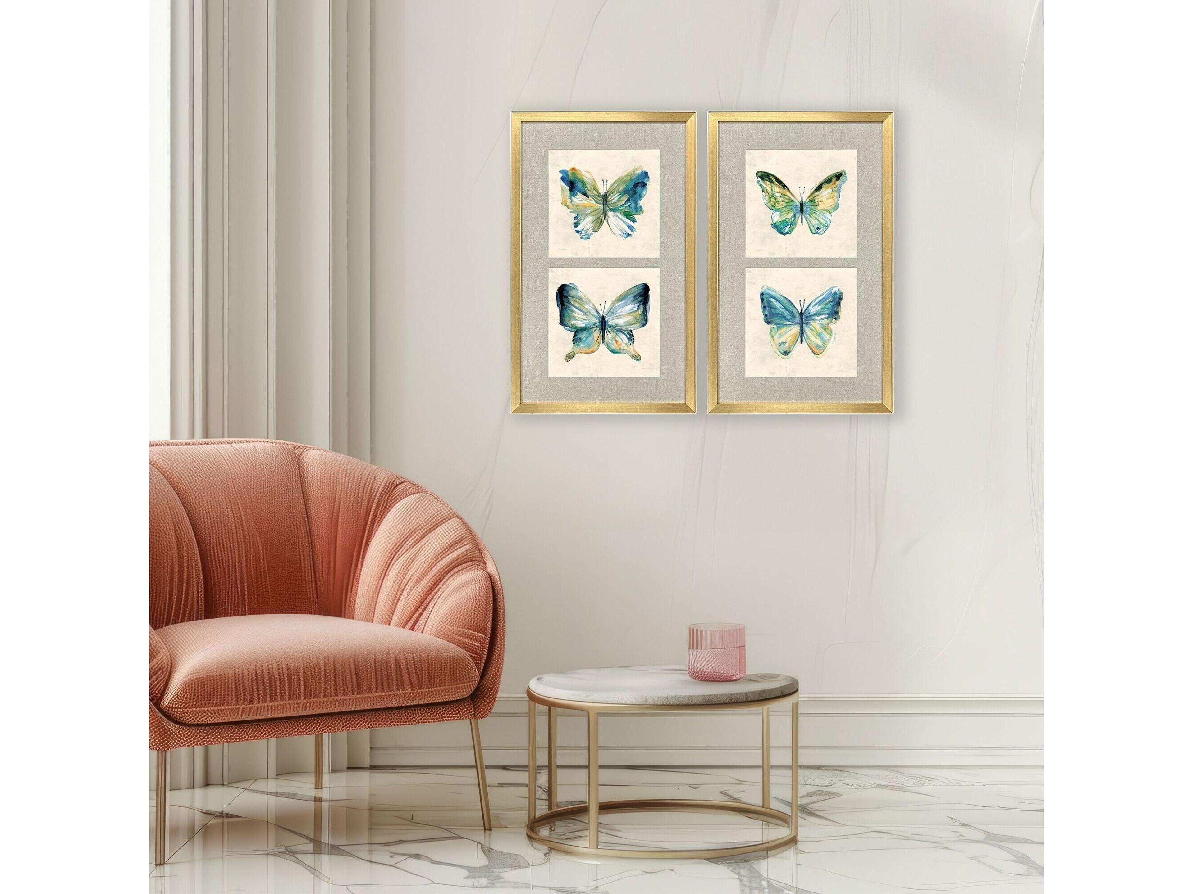 Paragon Watery Butterfly Framed Art - Set of 2