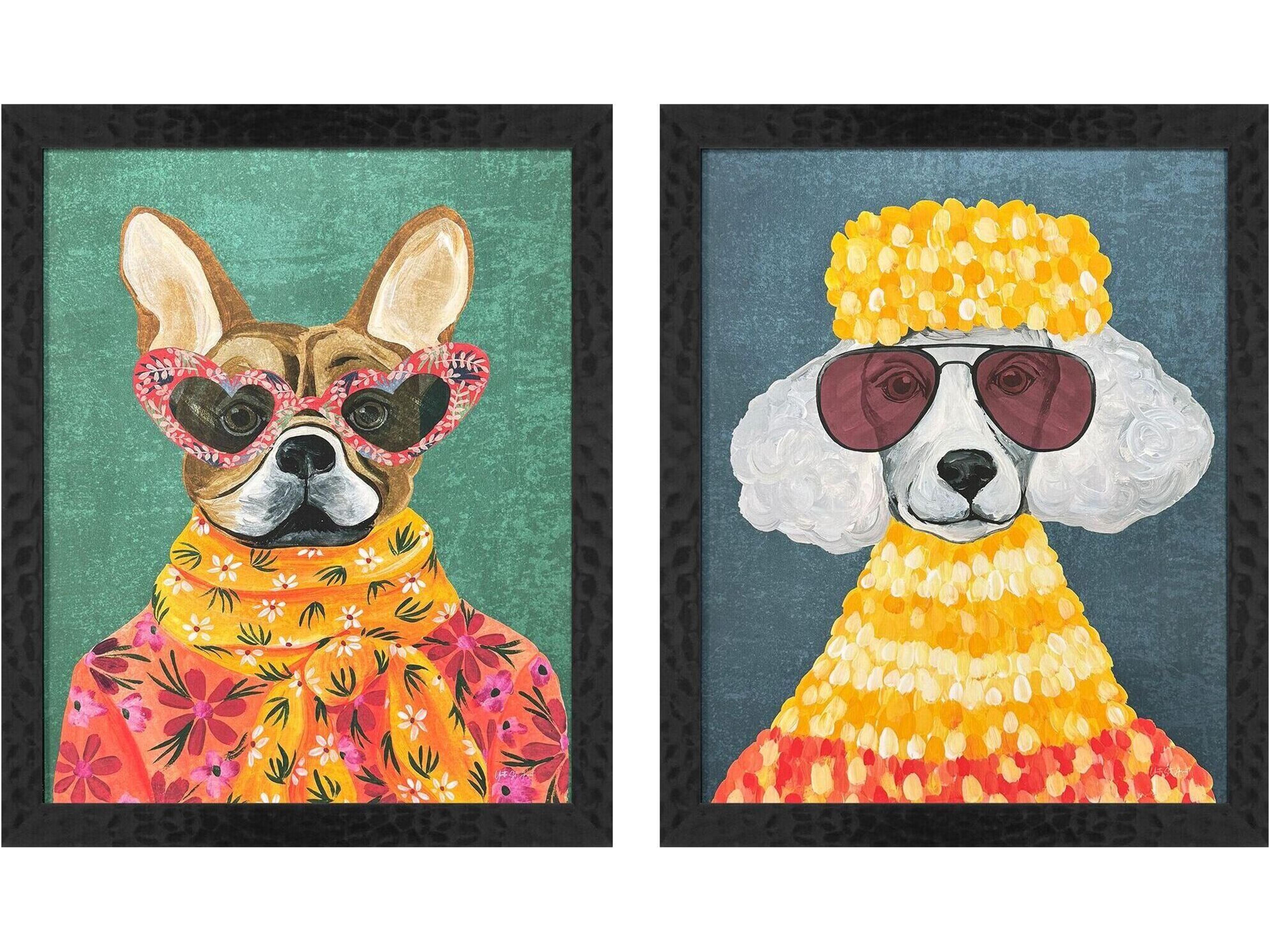 Whimsy Dog II Framed Art - Set of 2