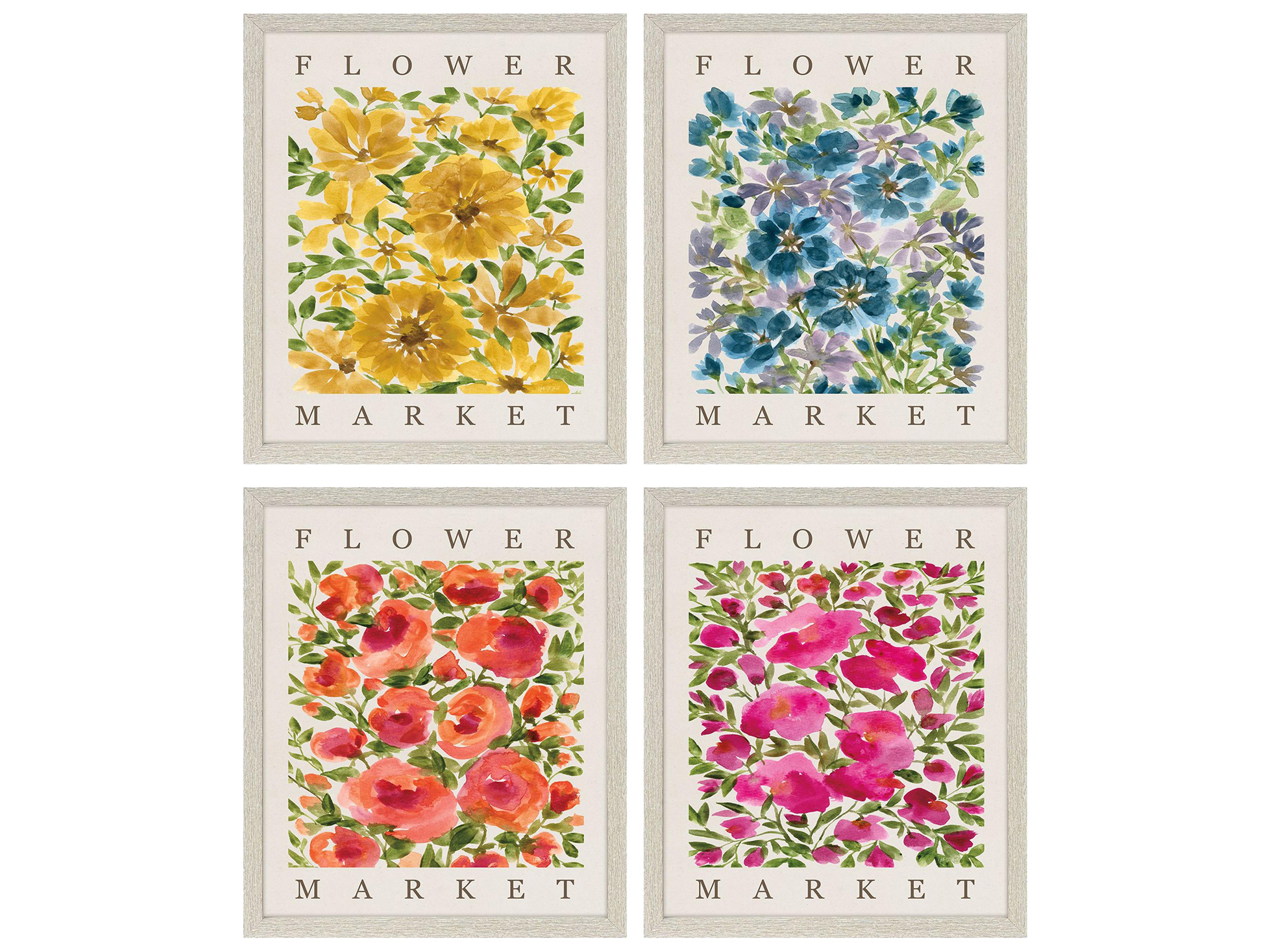Flower Market Framed Art - Set of 4