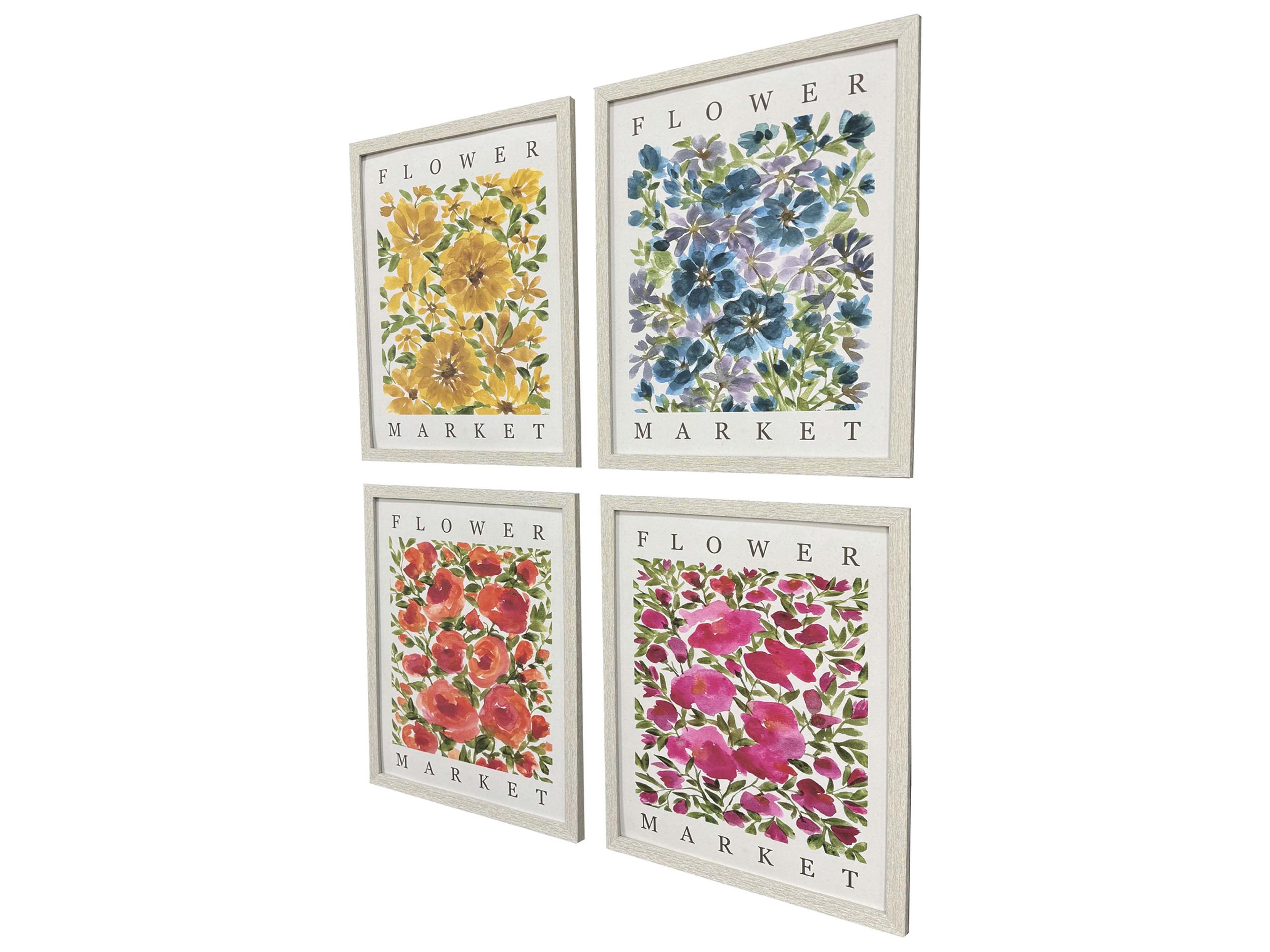 Paragon Flower Market Framed Art - Set of 4