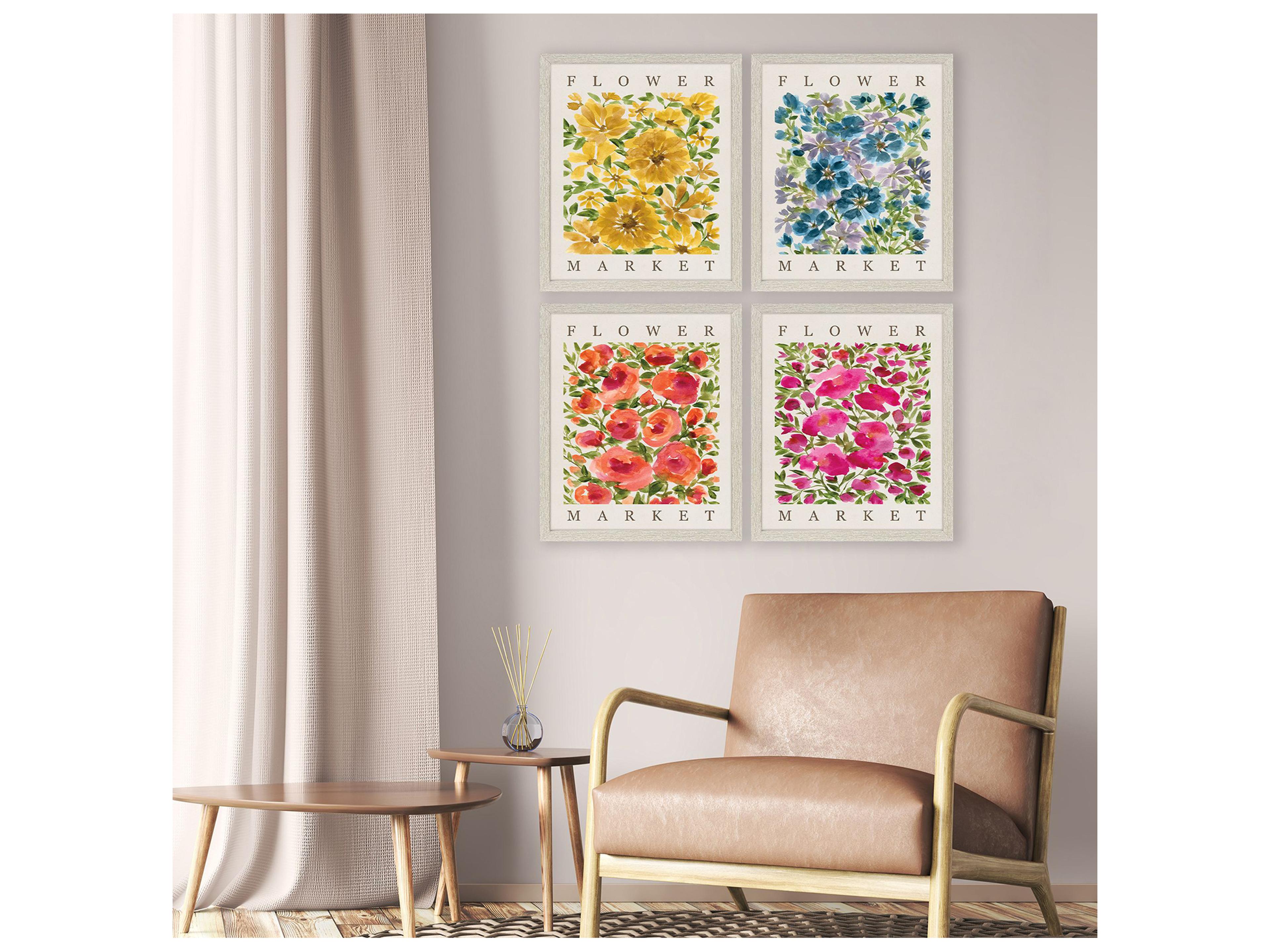 Paragon Flower Market Framed Art - Set of 4