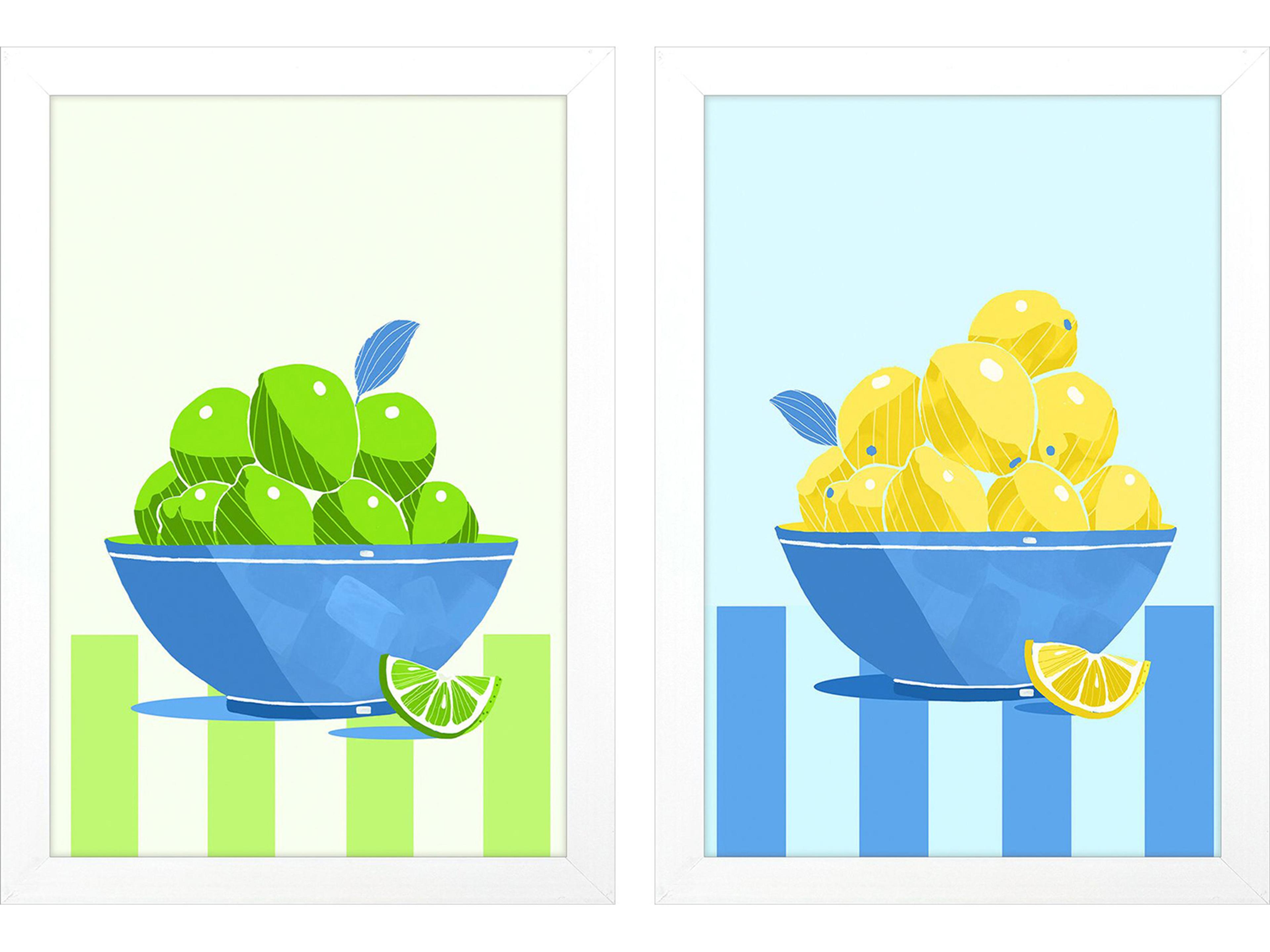 Paragon Fruit Bowls II Framed Art - Set of 2