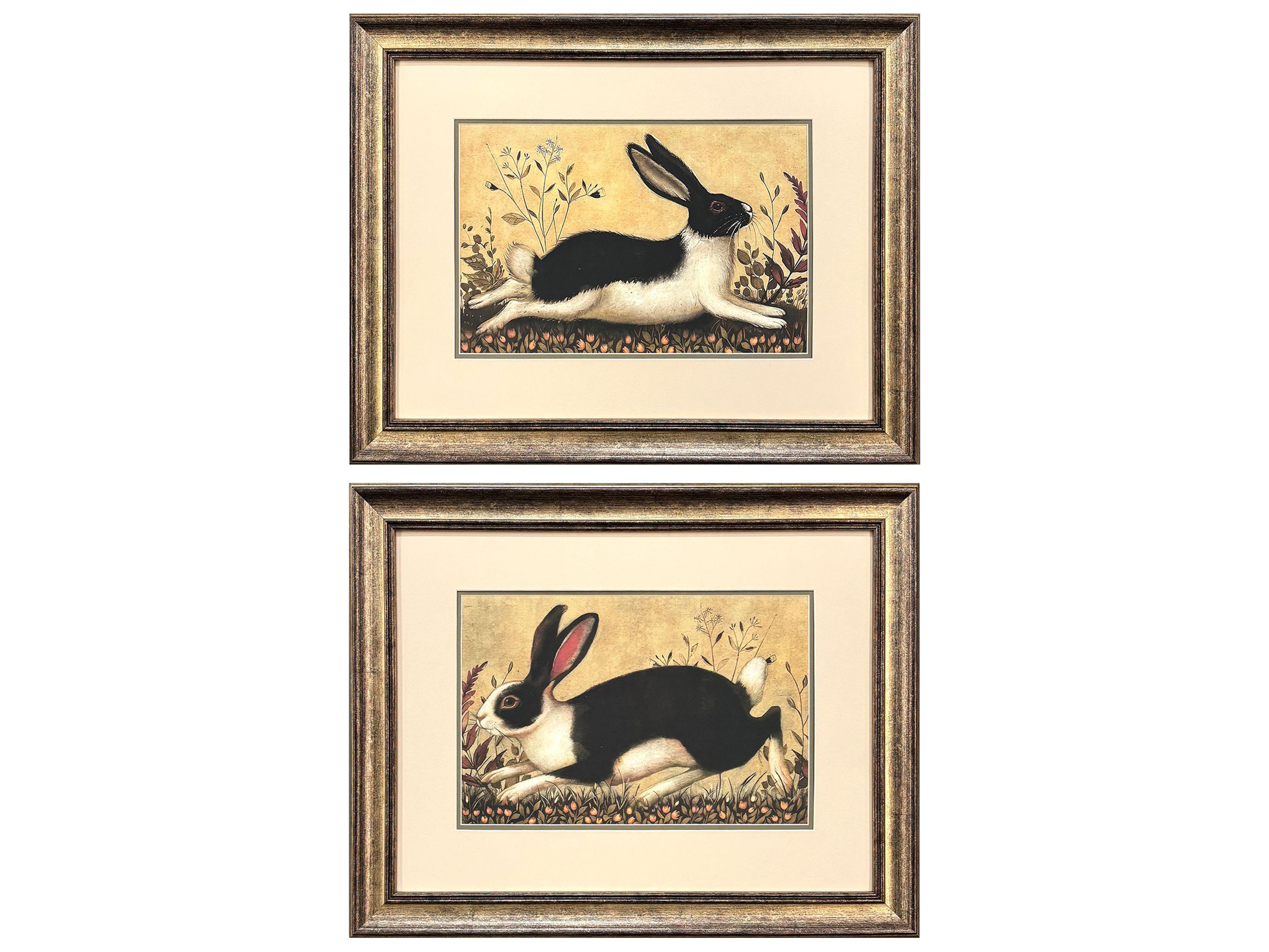 Paragon Folk Art Rabbit Framed Art - Set of 2