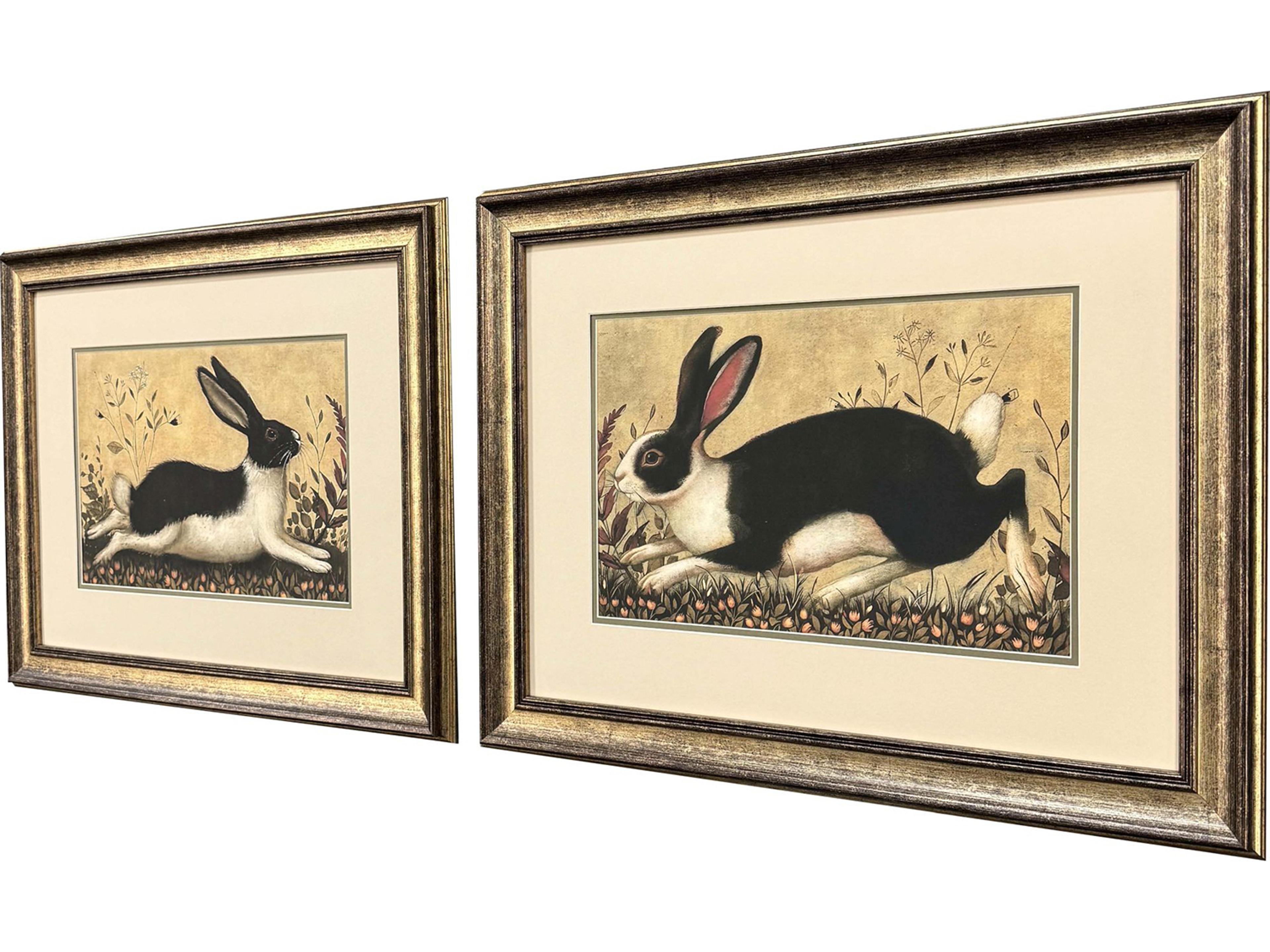 Paragon Folk Art Rabbit Framed Art - Set of 2