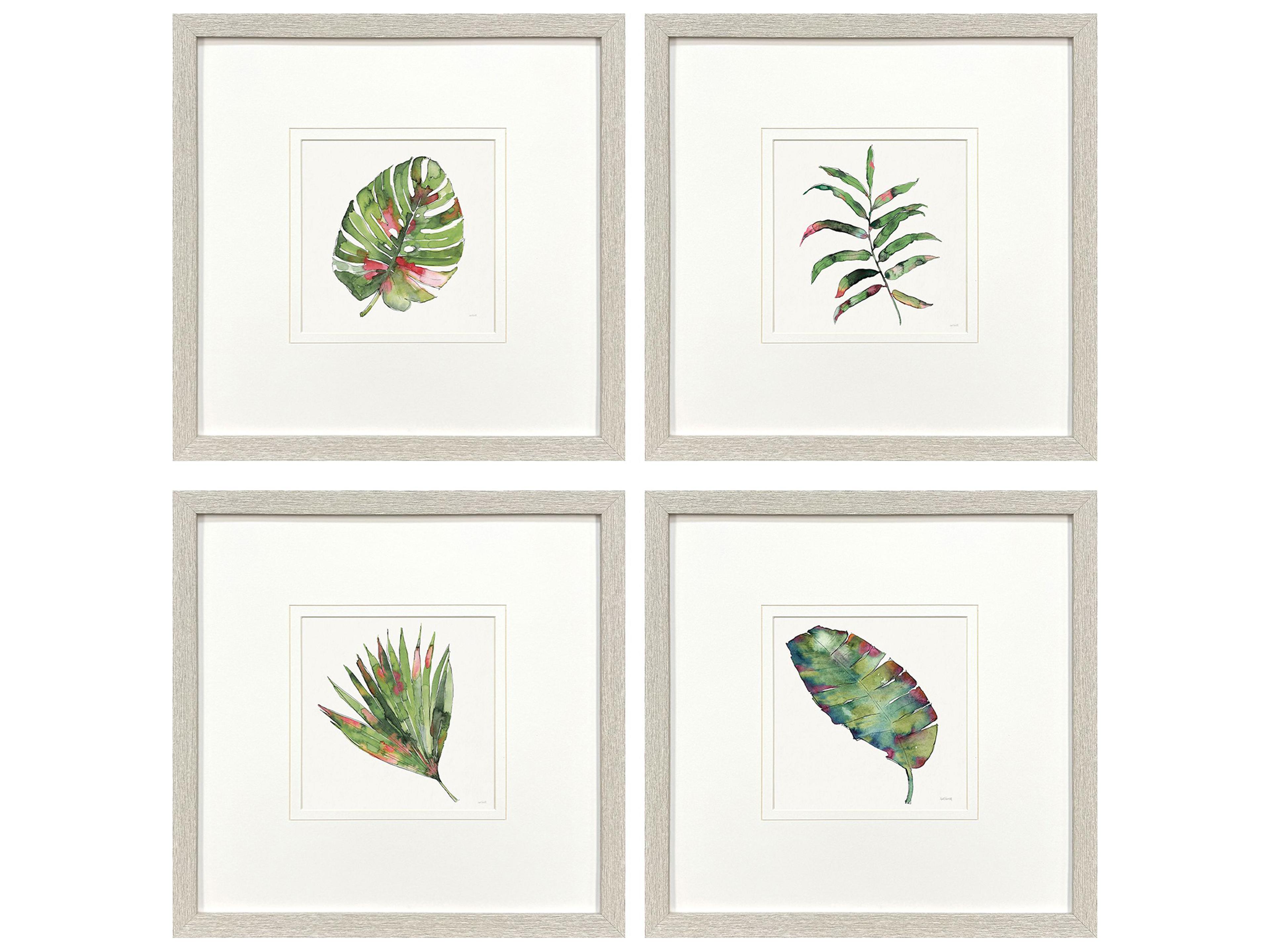 Palm Springs Leaves Framed Art - Set of 4