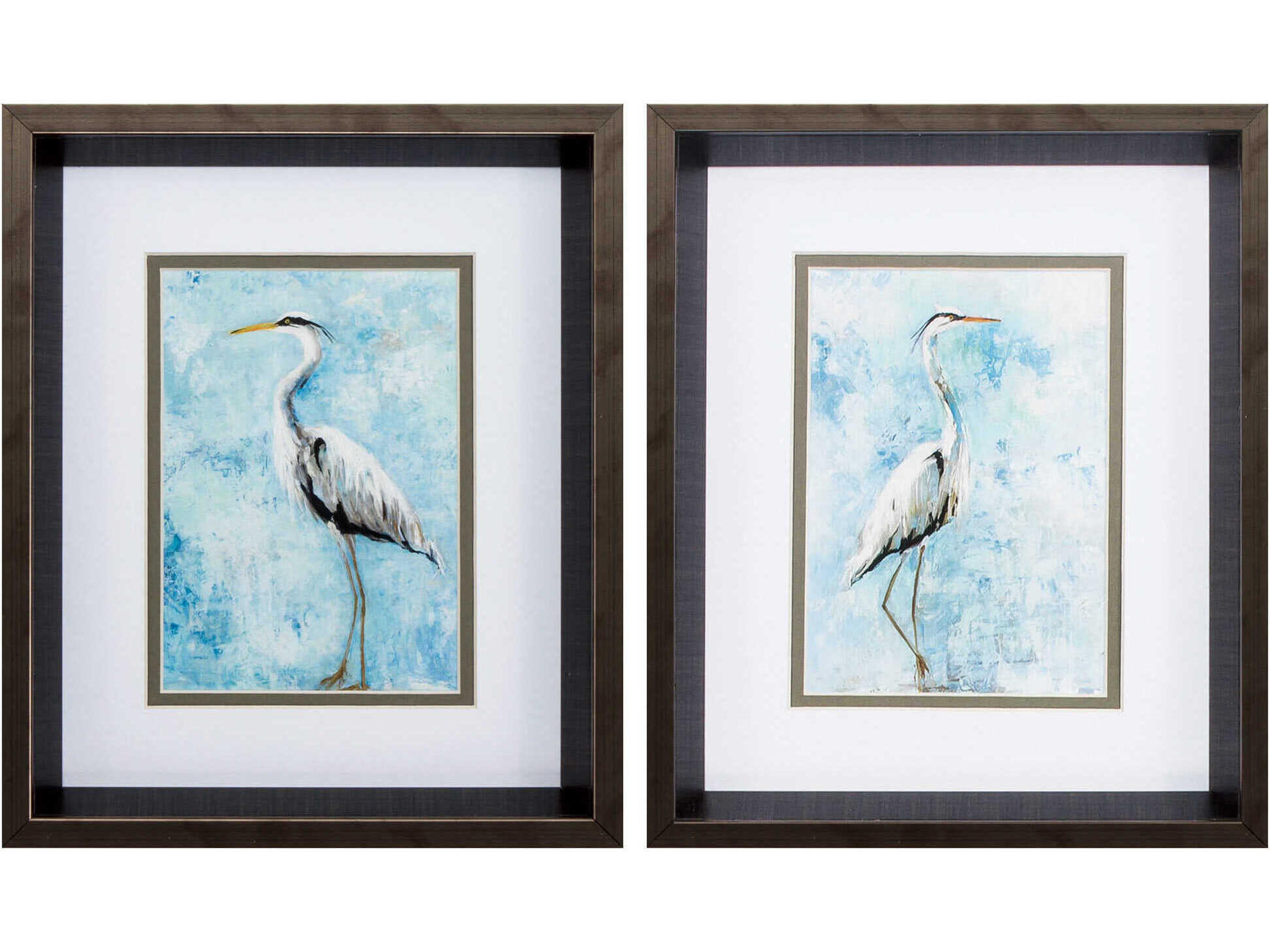 Paragon Waterside Hazy Morning Heron Wall Art Set of 2