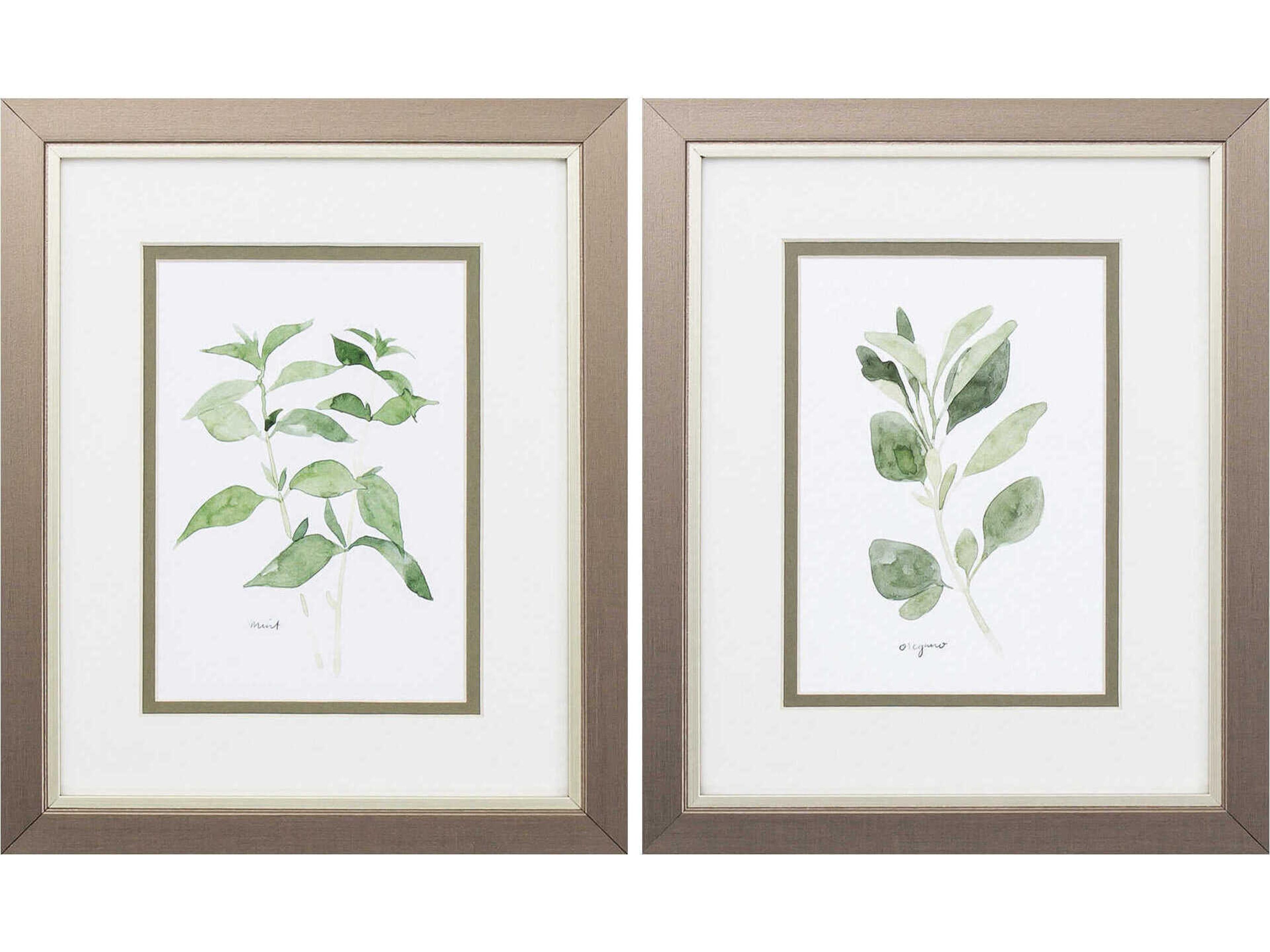 Florals Herb Garden Sketches Wall Art Set of 2