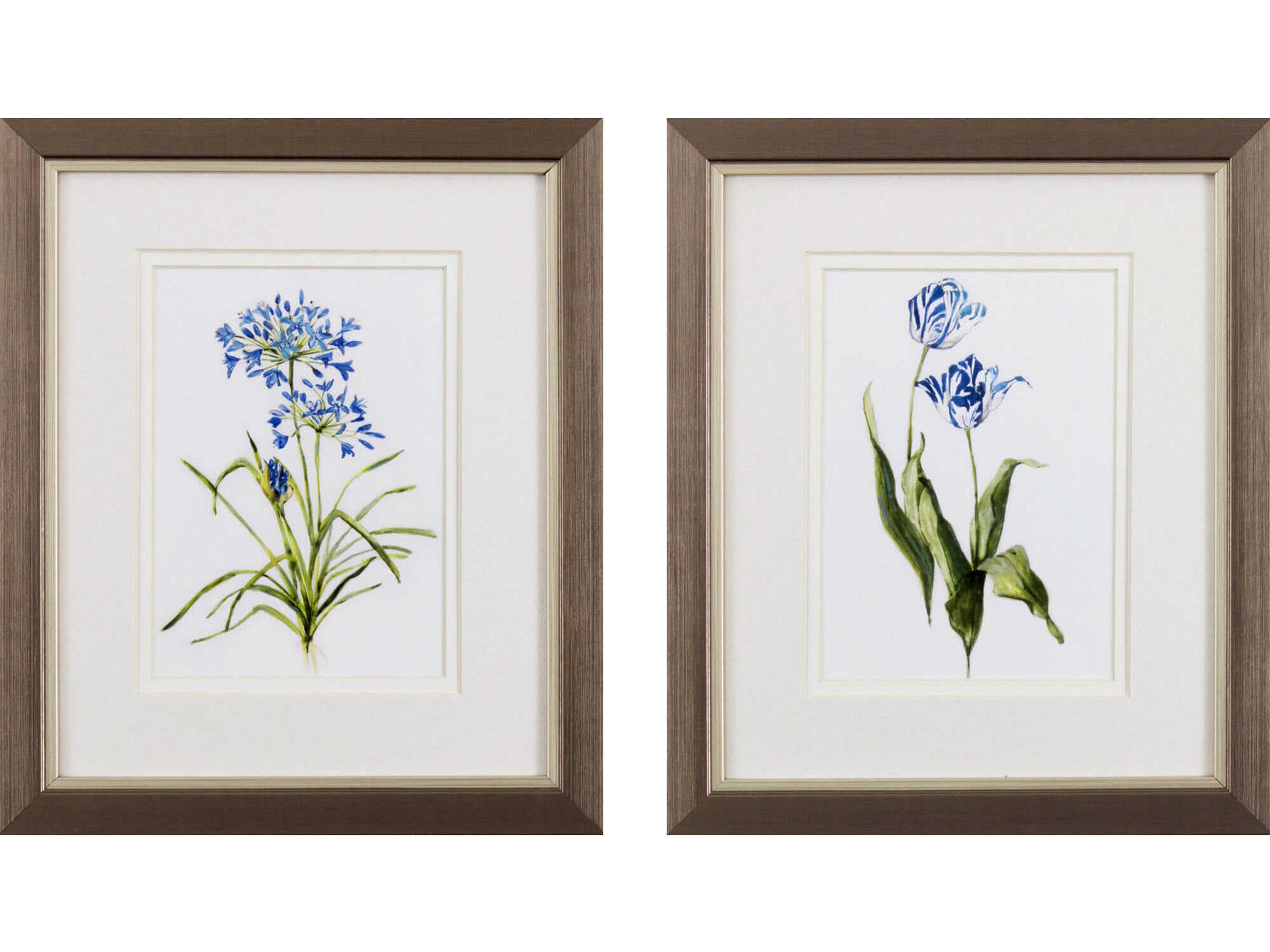 Paragon Florals Blue Lively Botanical Wall Art Set of 2