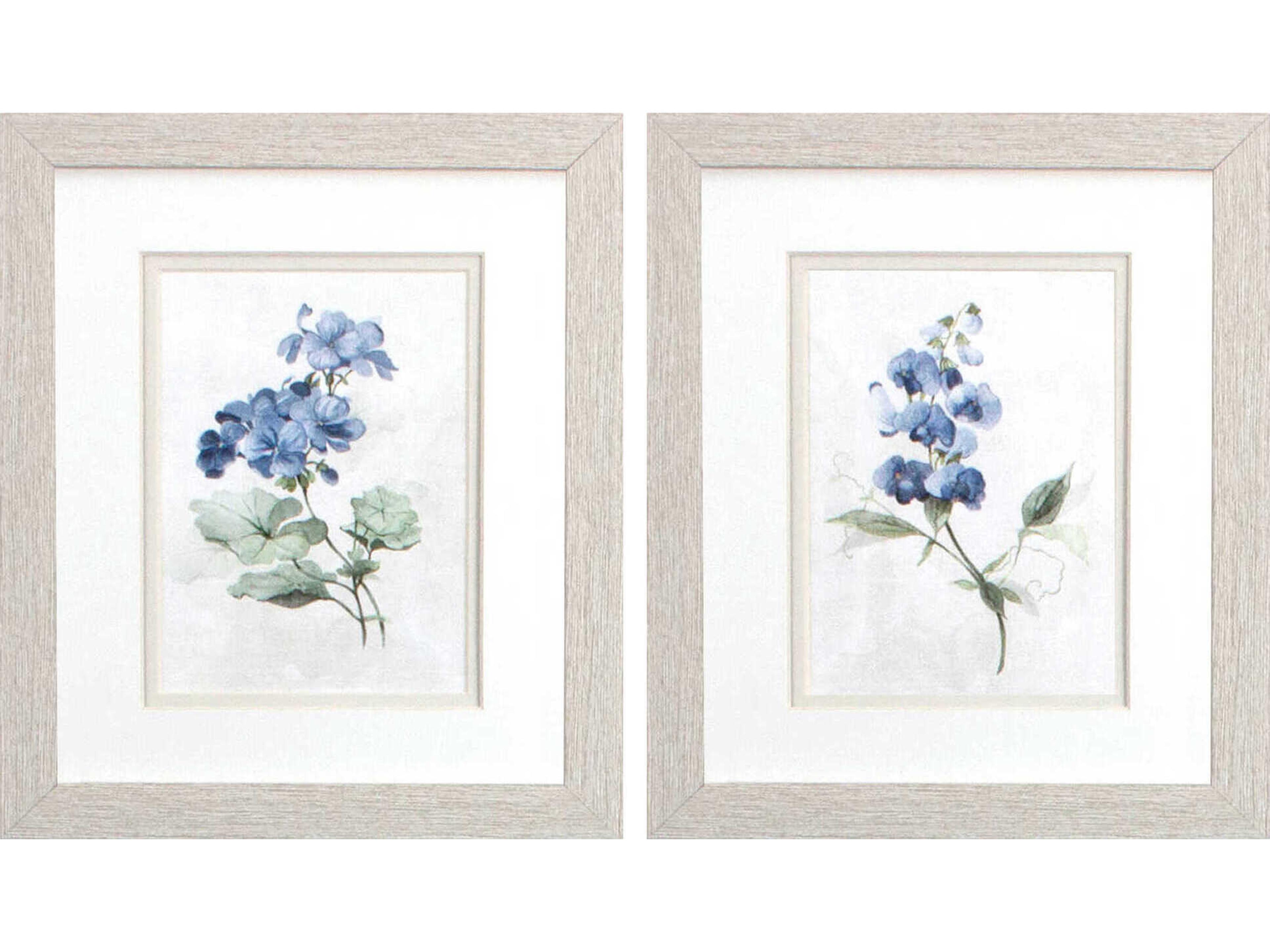 Florals Farmhouse Periwinkle Wall Art Set of 2