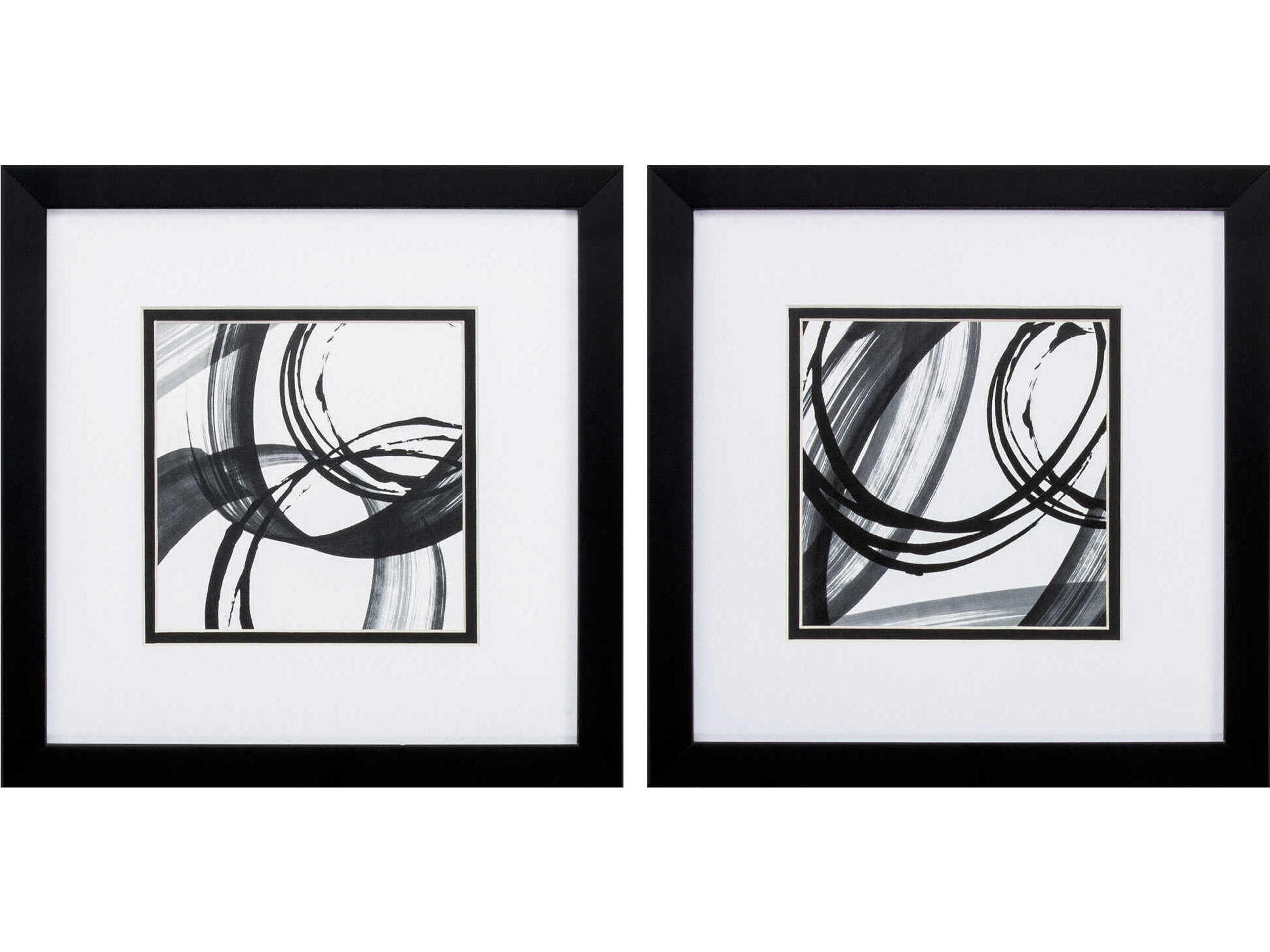 Abstract Black Rings Wall Art Set of 2