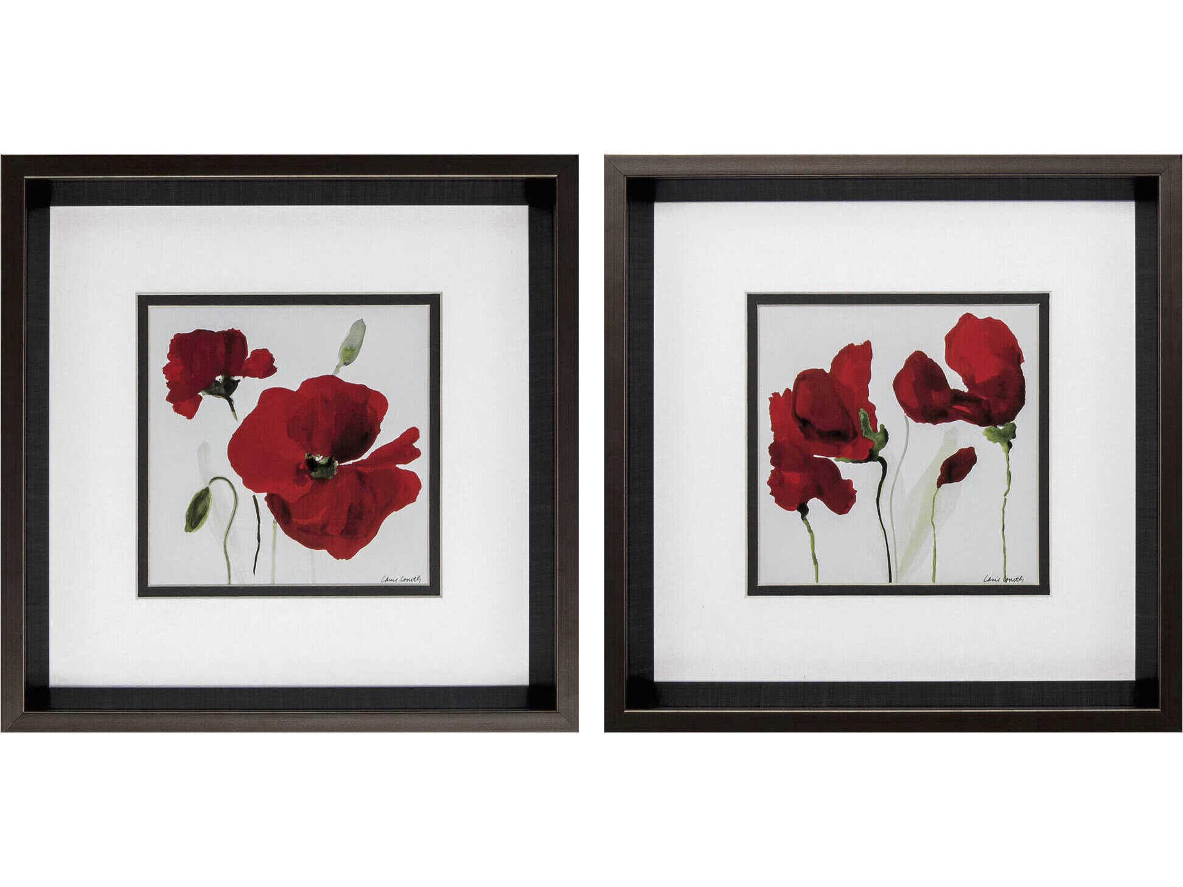 Paragon Florals Red Poppy Wall Art Set of 2