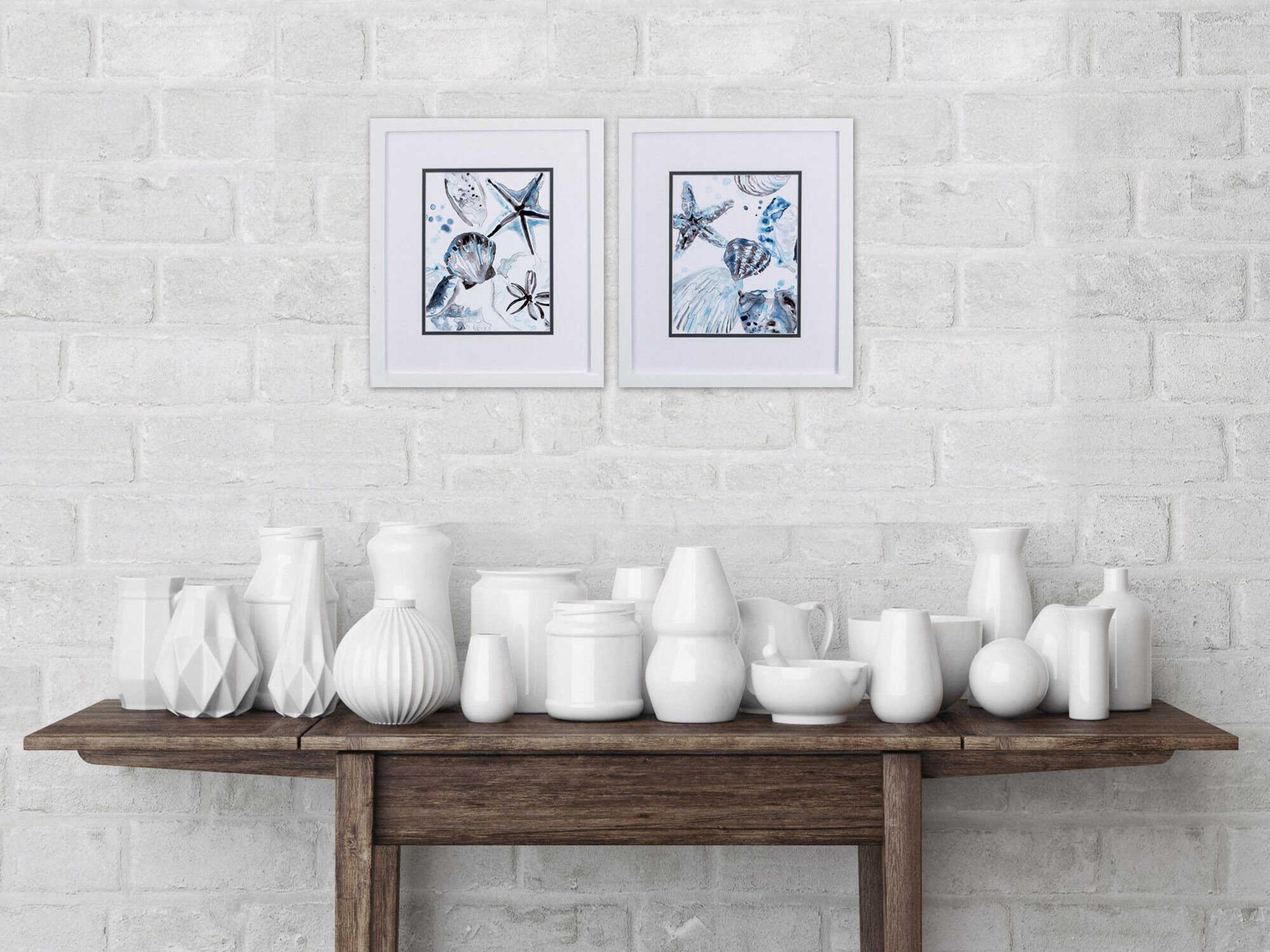 Paragon Waterside Cerulean Seashells-A Wall Art Set of 2