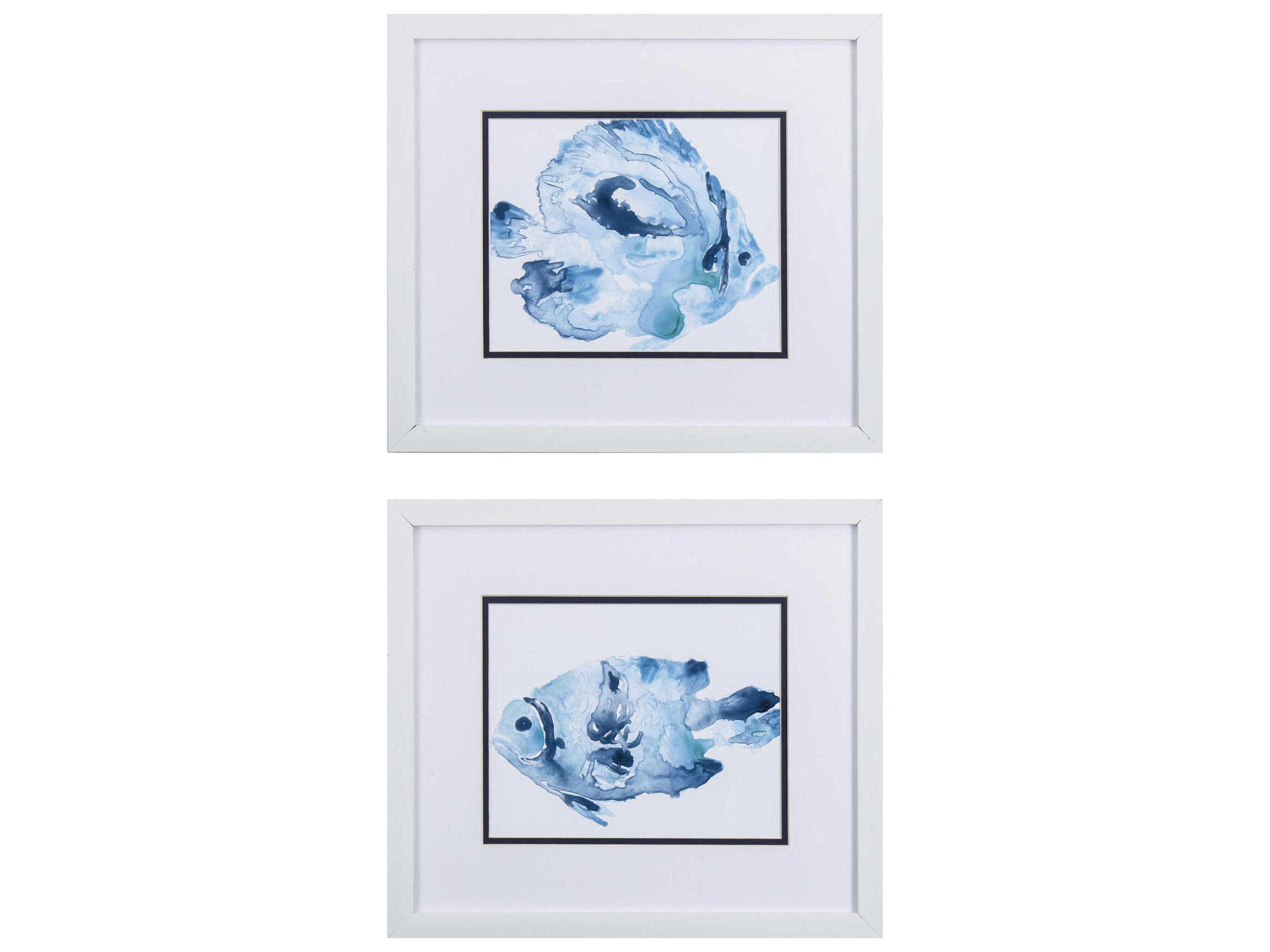 Waterside Blue Ocean Fish-A Wall Art Set of 2