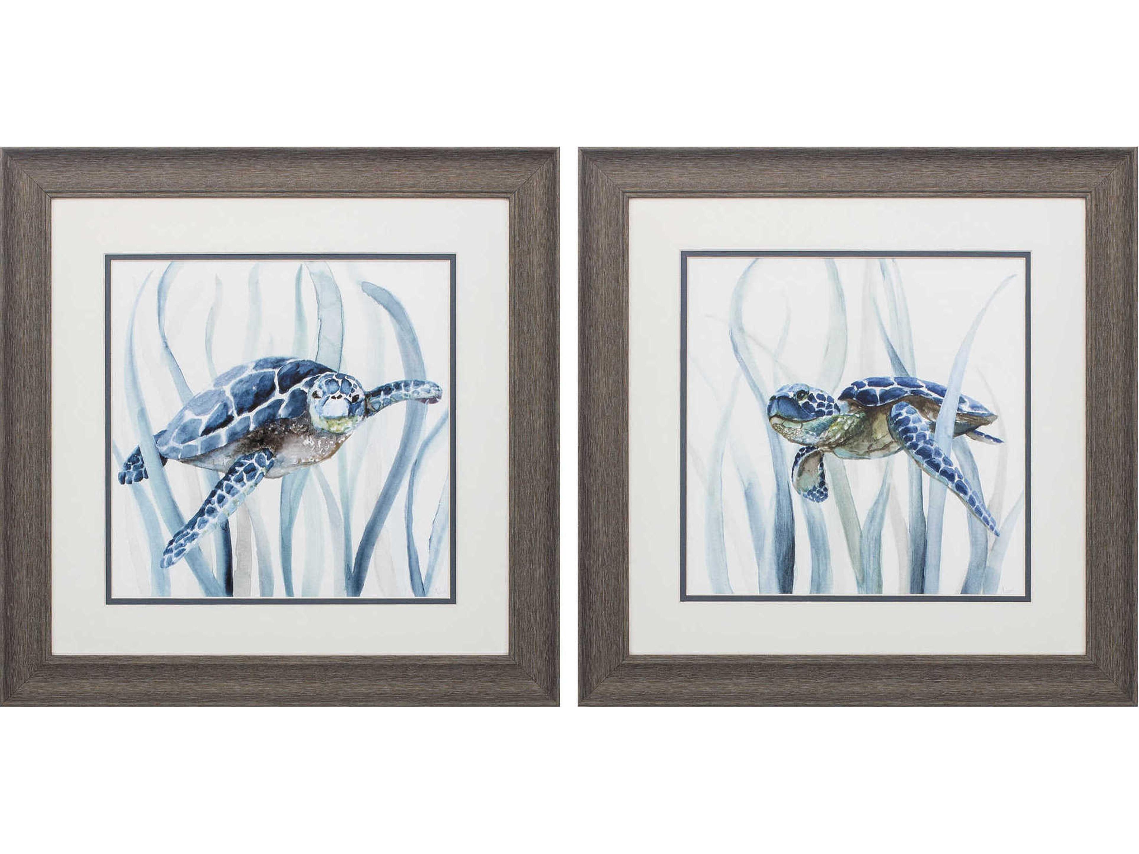 Waterside Turtle in Grass Wall Art Set of 2