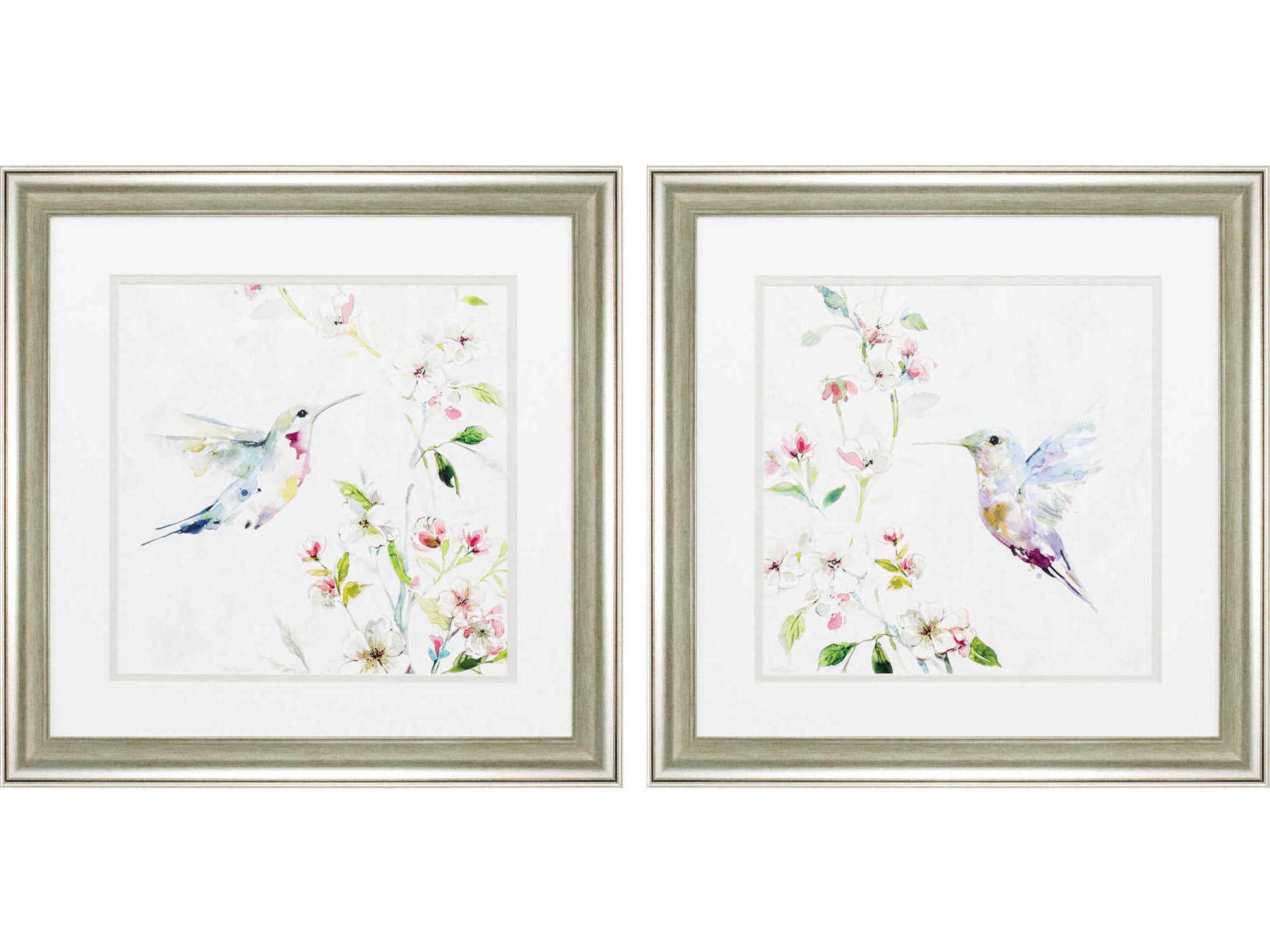 Florals Hummingbird Wall Art Set of 2