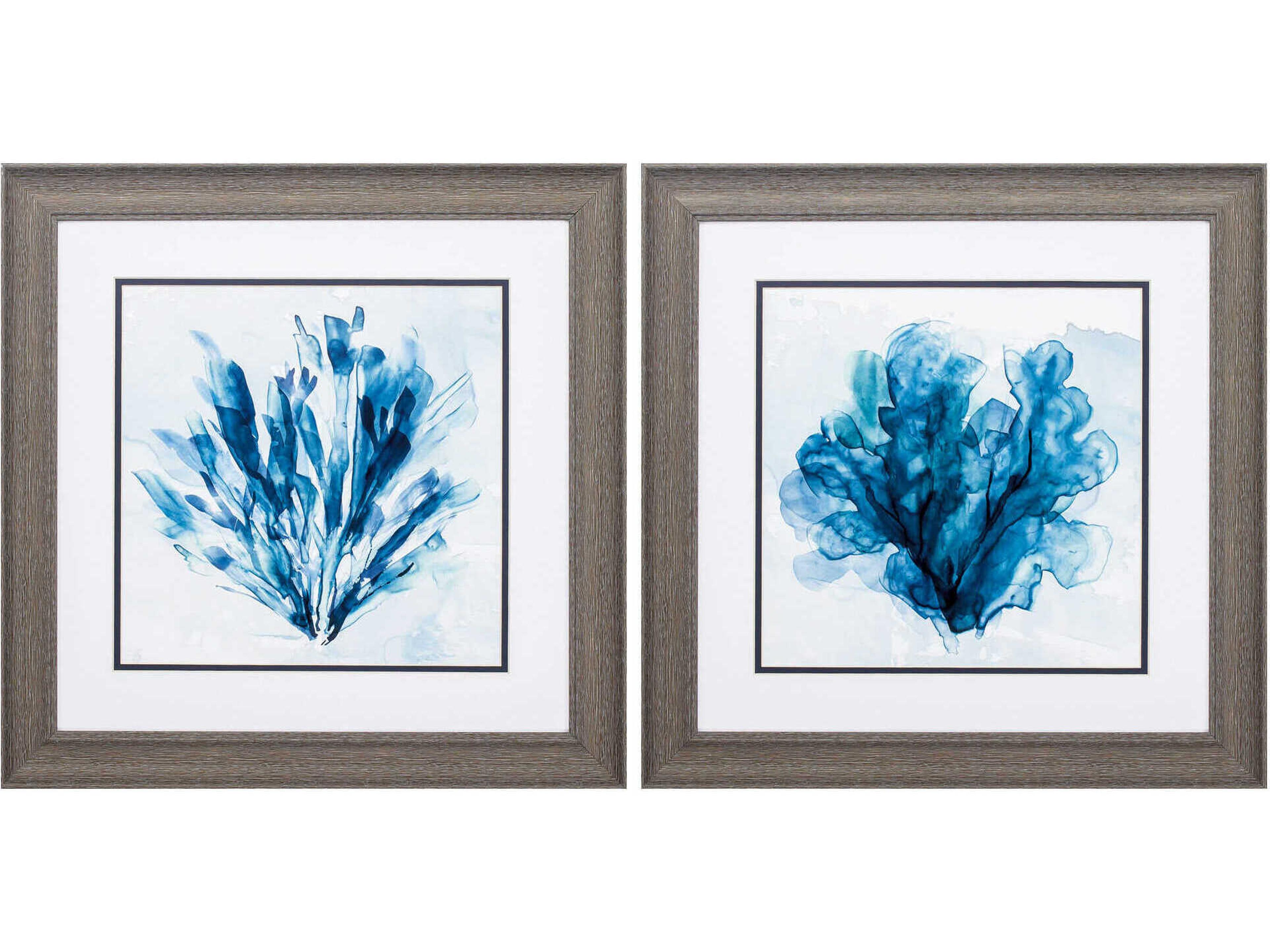 Waterside Coastal Coral Wall Art Set of 2