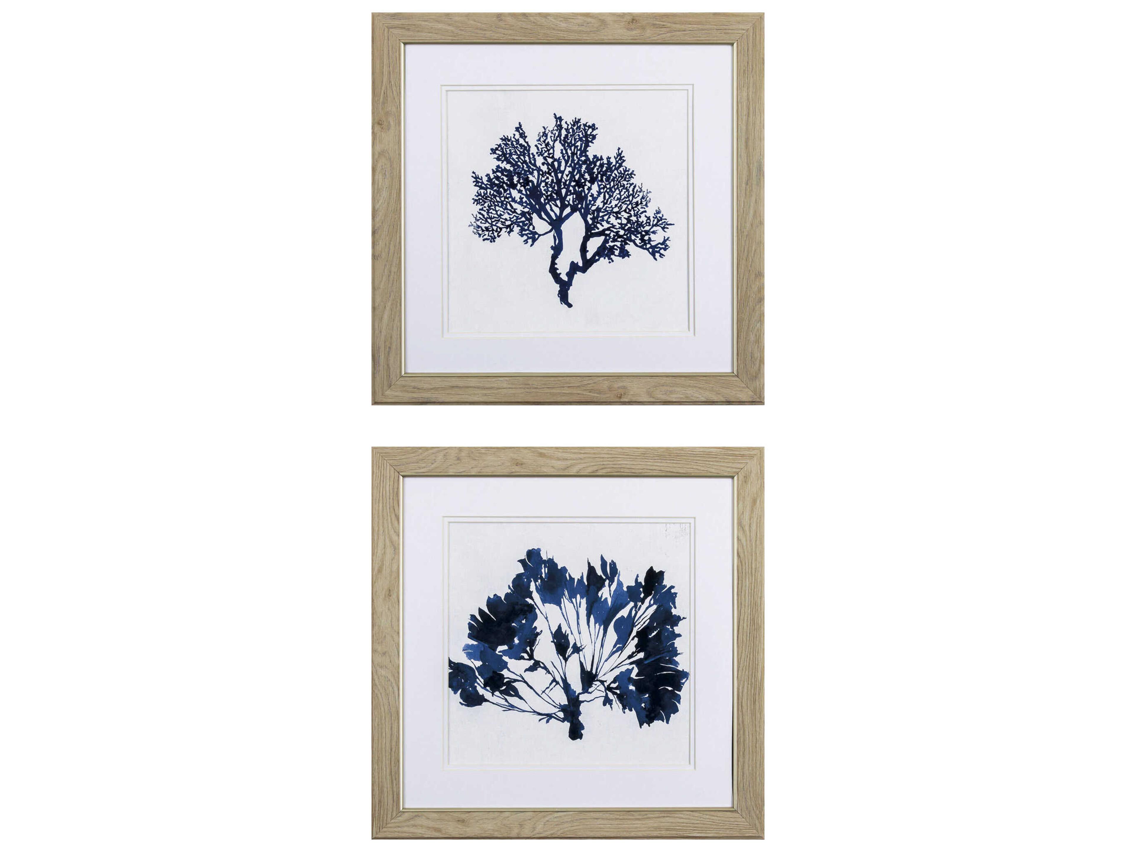 Waterside Indigo Coral-B Wall Art Set of 2