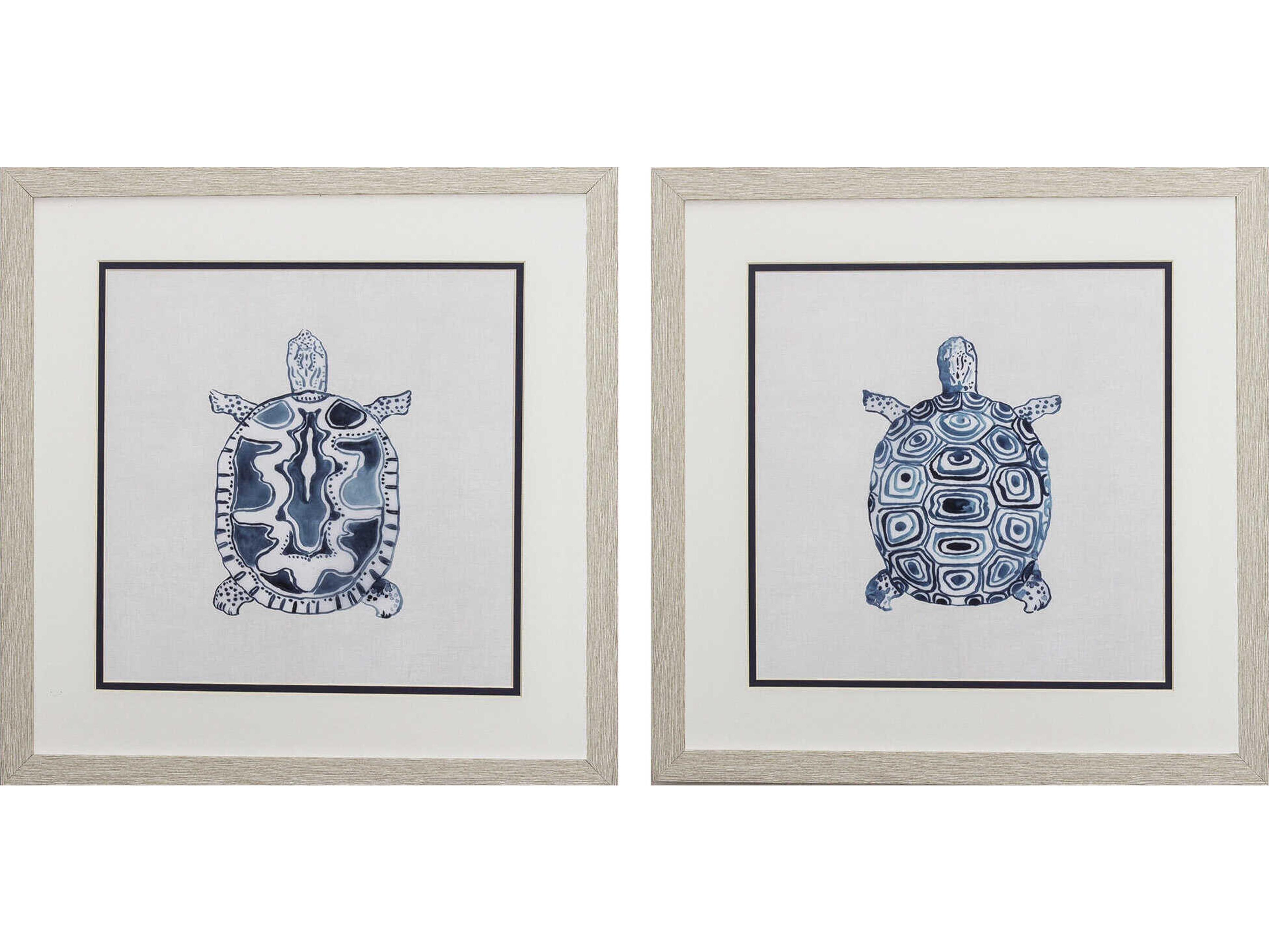 Waterside Indigo Turtles Wall Art Set of 2