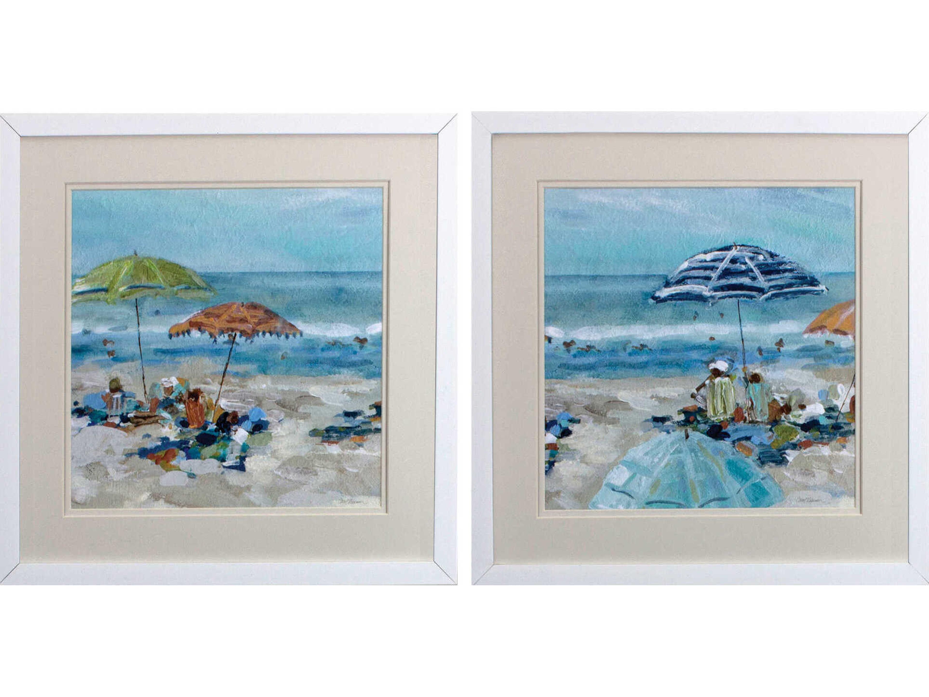 Waterside Sunny Beach Time Wall Art Set of 2