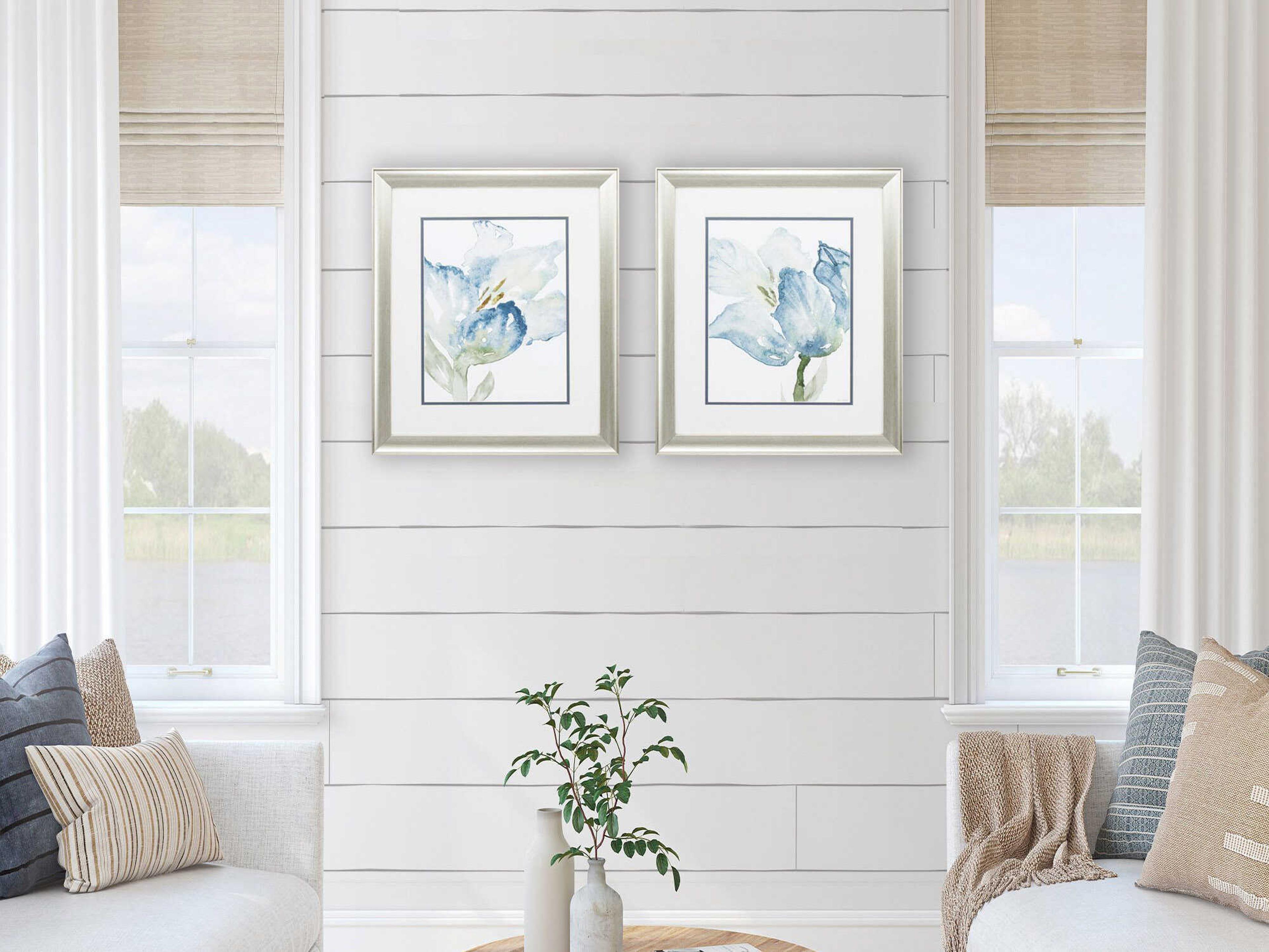 Paragon Florals Baby Blue Tulips Wall Art Set of 2