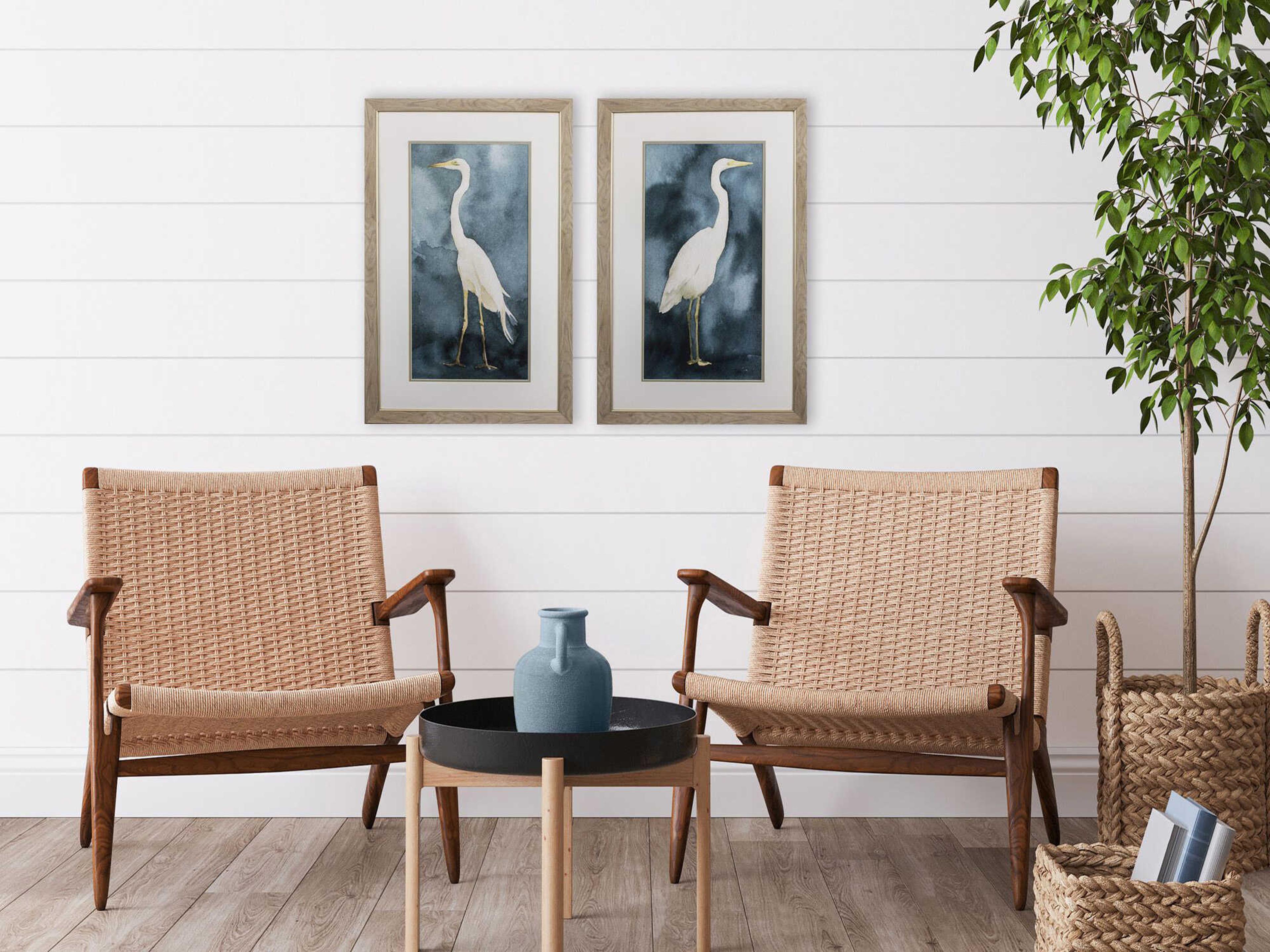 Paragon Waterside Simple Egret Wall Art Set of 2