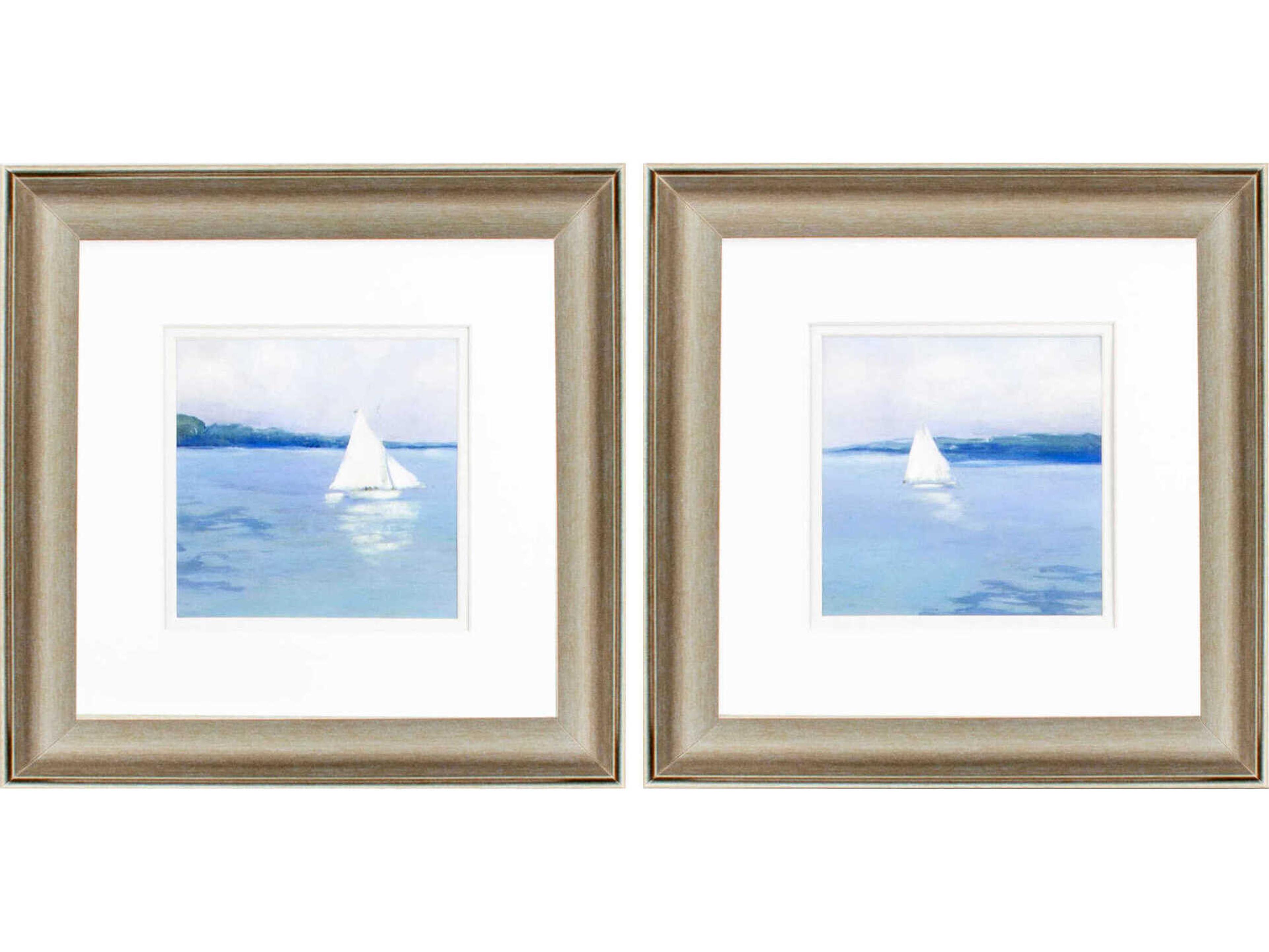 Waterside Distant Sail Wall Art Set of 2
