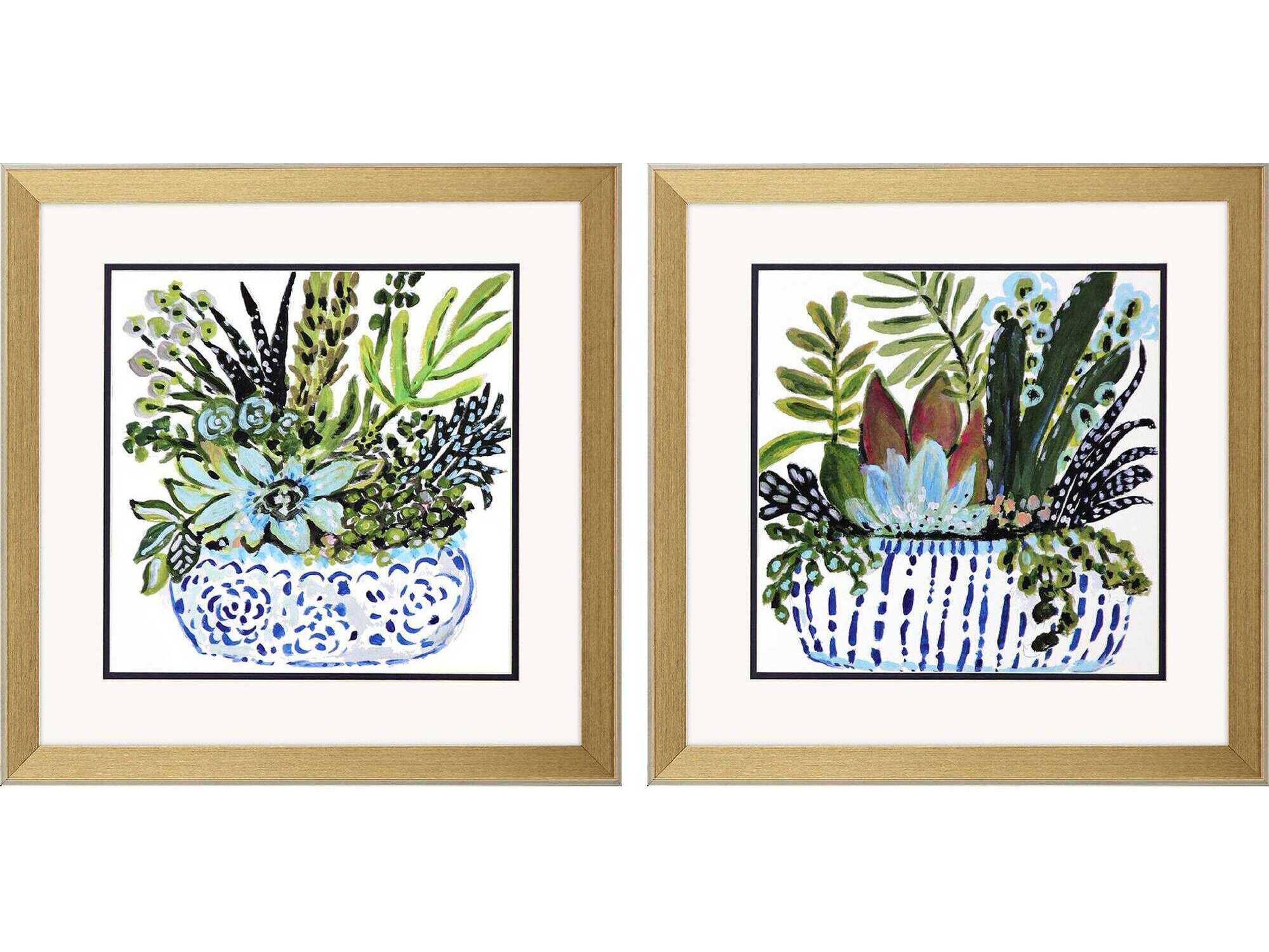 Florals Succulent Garden-I Wall Art Set of 2
