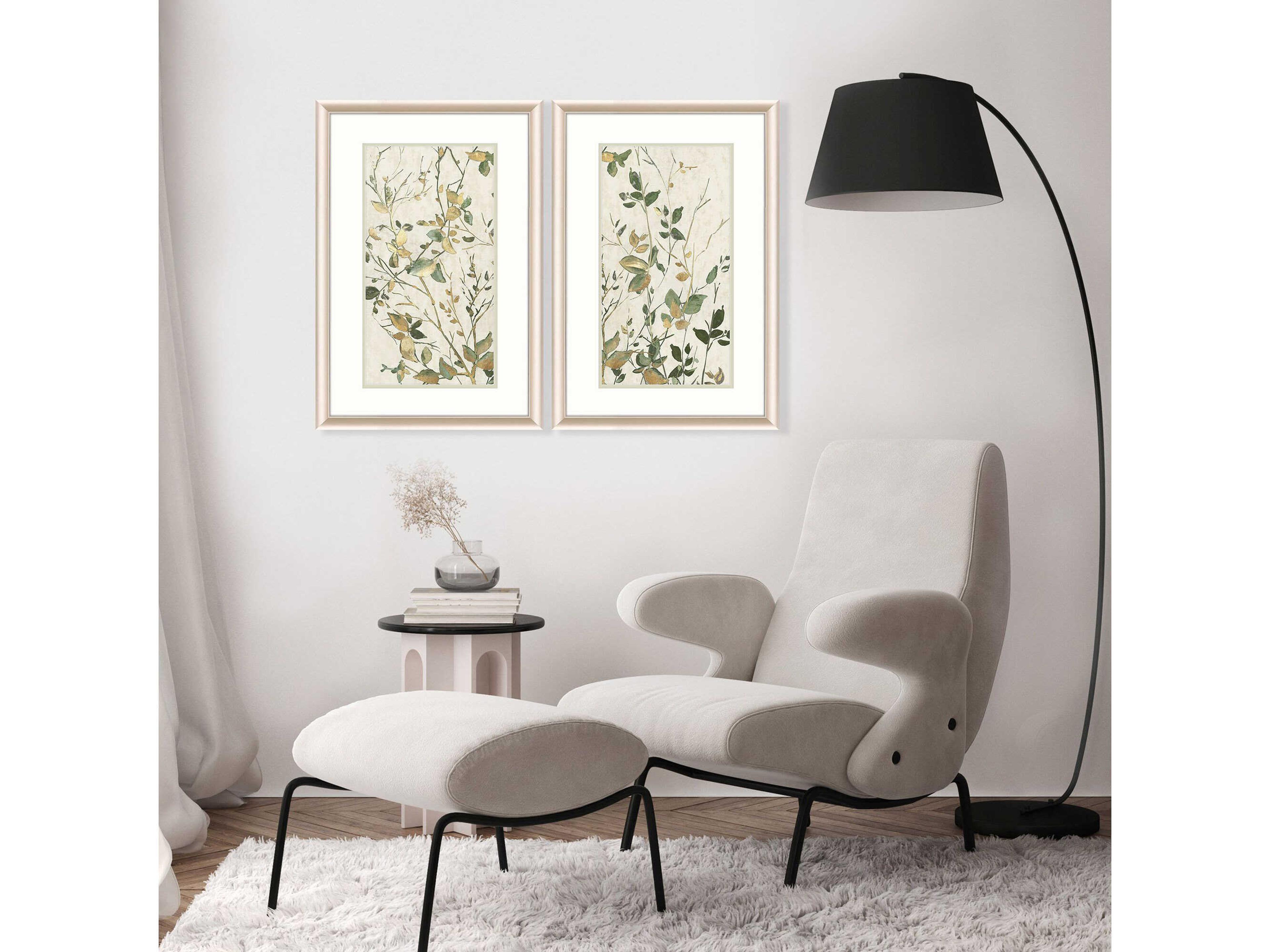 Paragon Florals Golden Green Branches Wall Art Set of 2