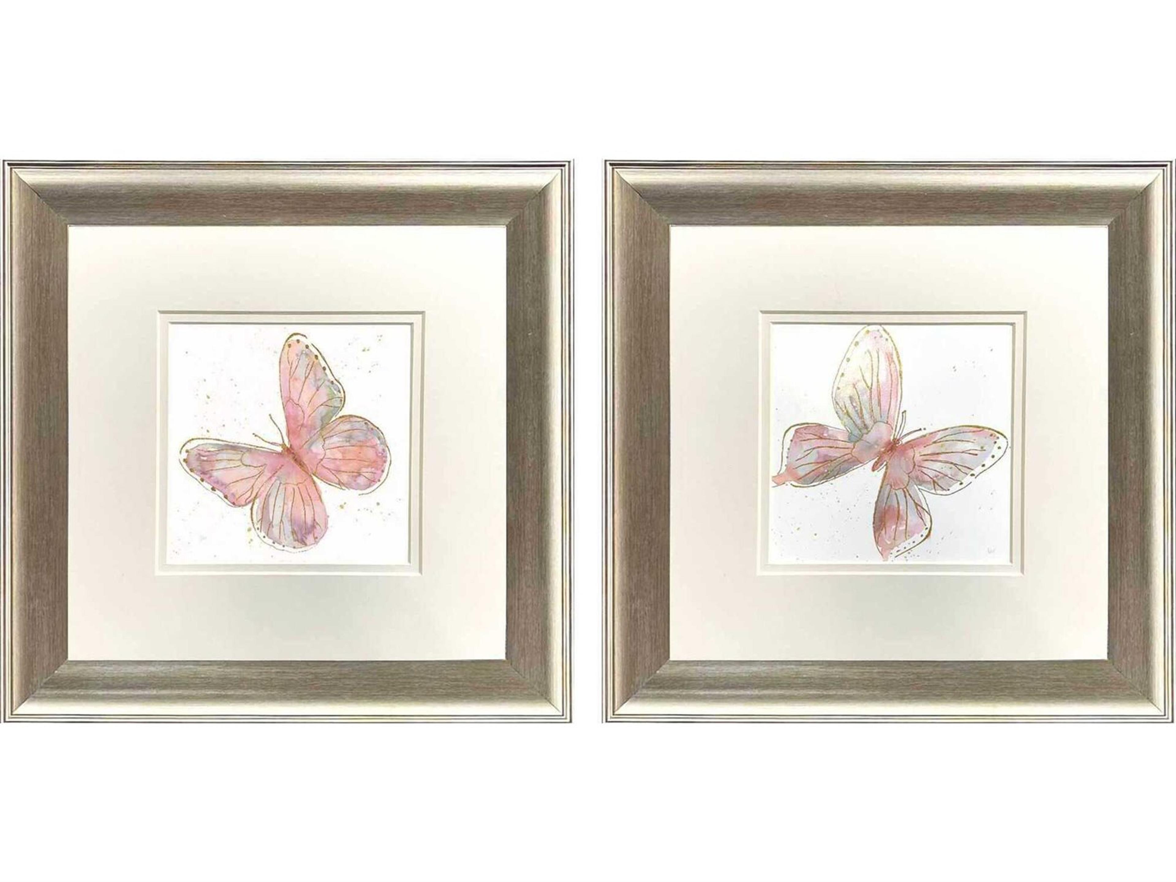 Paragon Animals Blush Butterfly Wall Art Set of 2