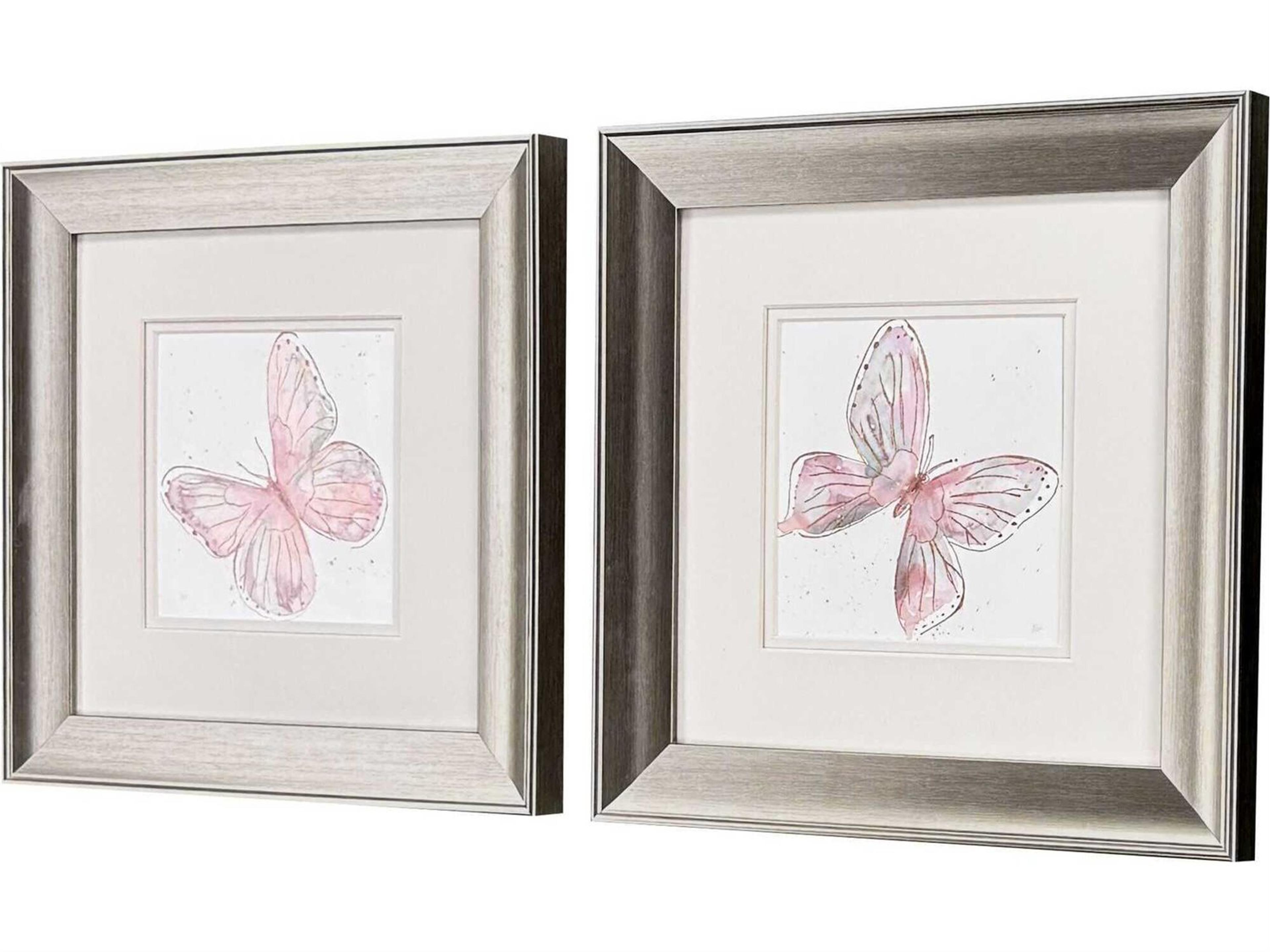 Paragon Animals Blush Butterfly Wall Art Set of 2